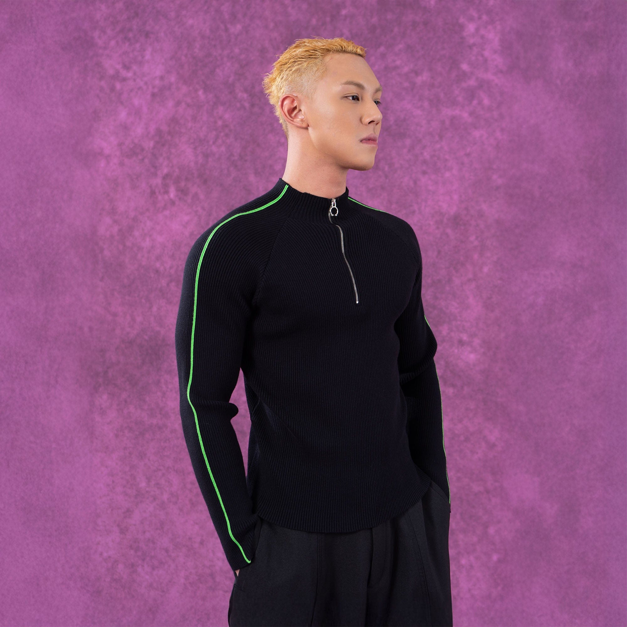 CLP Raglan Half-Zip Ribbed Slim Sweater, premium urban and streetwear designers apparel on PROJECTISR.com, CLP