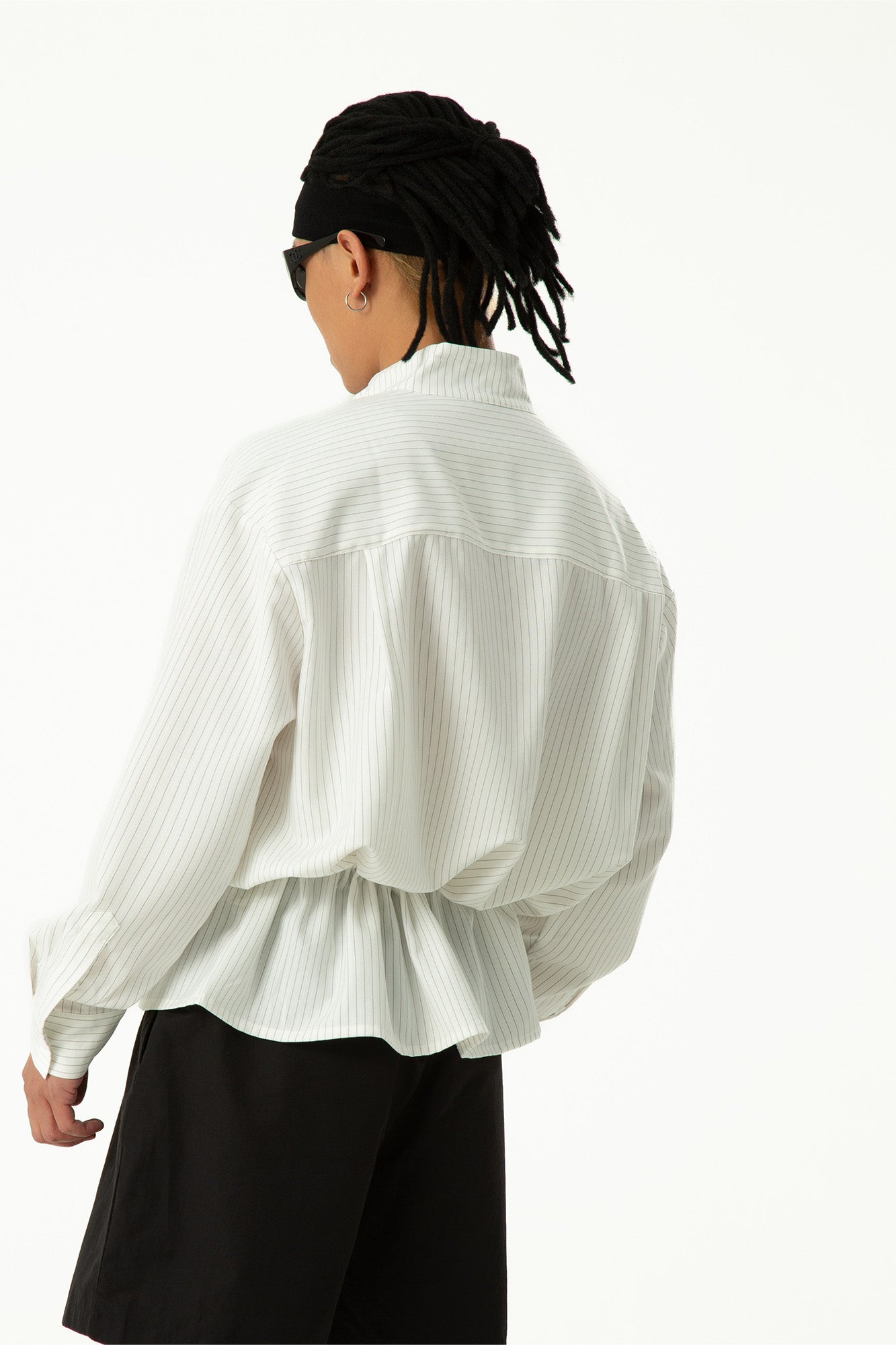 CLP Drawstring Waist Striped V-Neck Shirt, premium urban and streetwear designers apparel on PROJECTISR.com, CLP