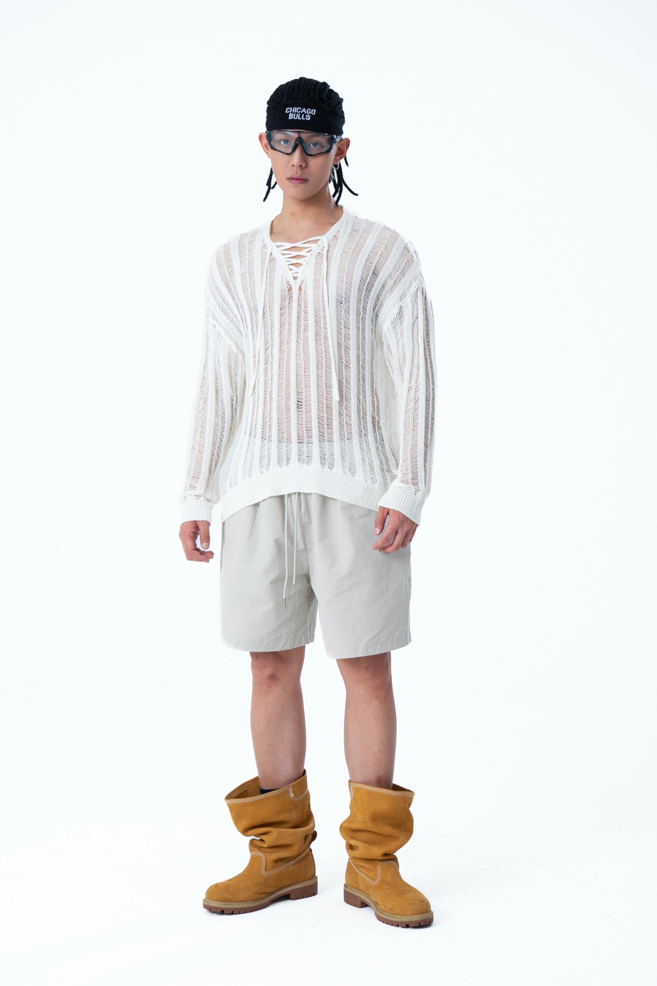 CLP Sheer Striped Open-Knit Sweater, premium urban and streetwear designers apparel on PROJECTISR.com, CLP