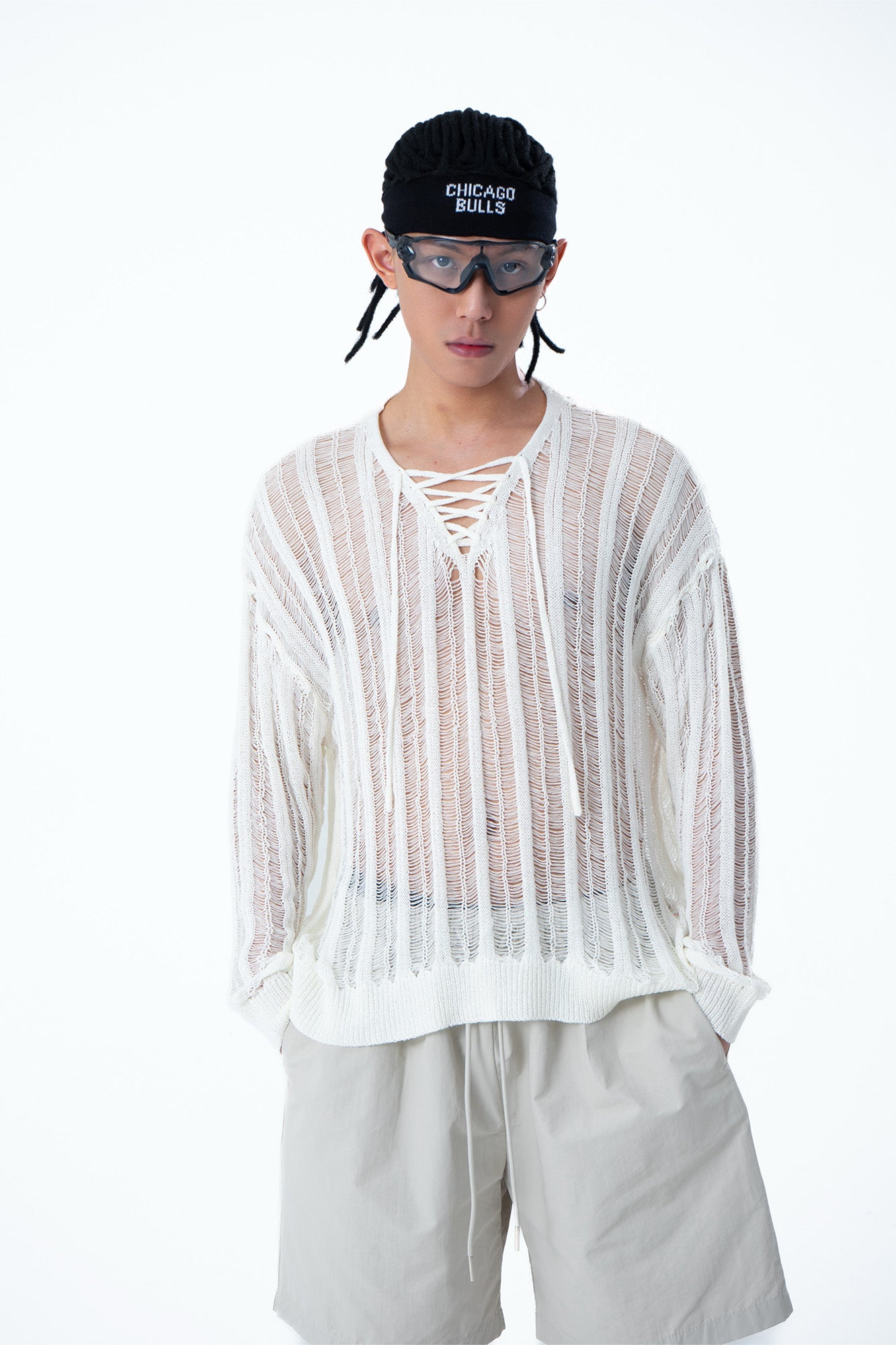 CLP Sheer Striped Open-Knit Sweater, premium urban and streetwear designers apparel on PROJECTISR.com, CLP