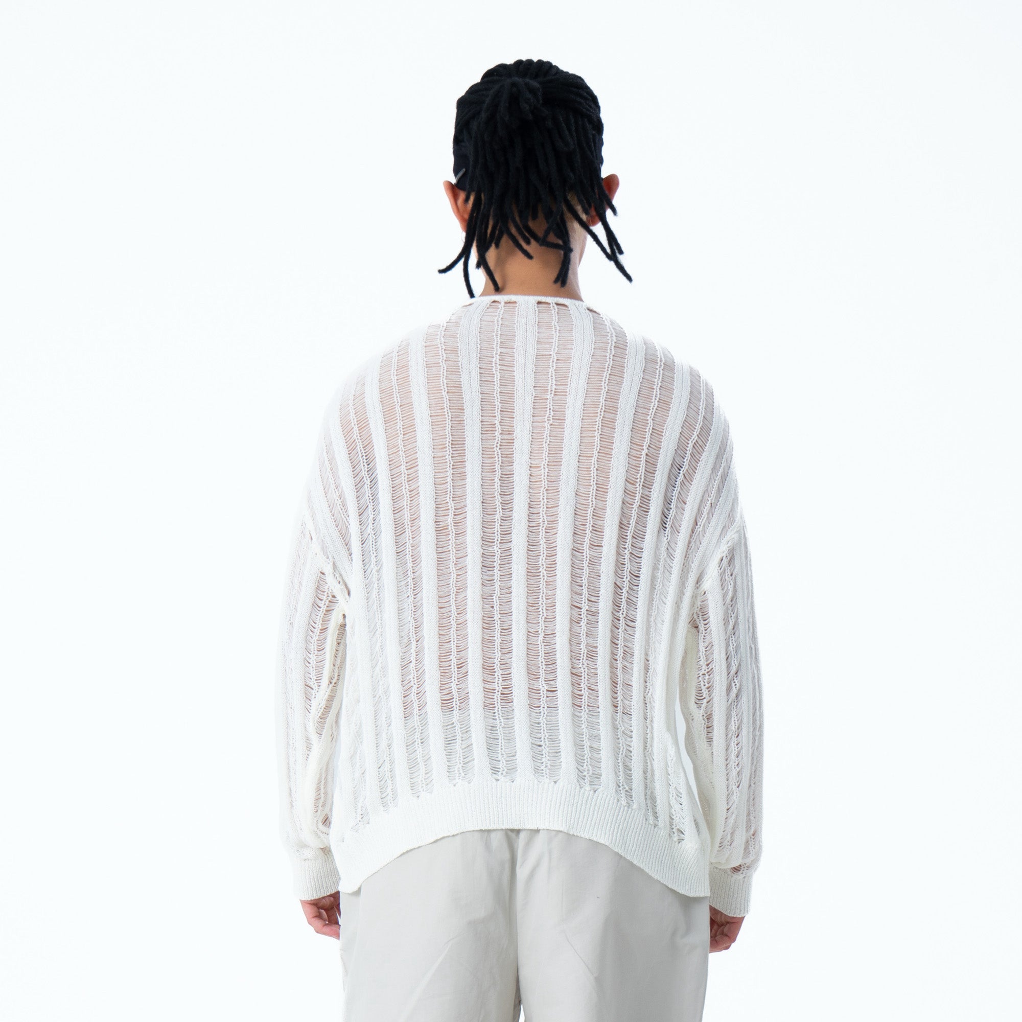 CLP Sheer Striped Open-Knit Sweater, premium urban and streetwear designers apparel on PROJECTISR.com, CLP