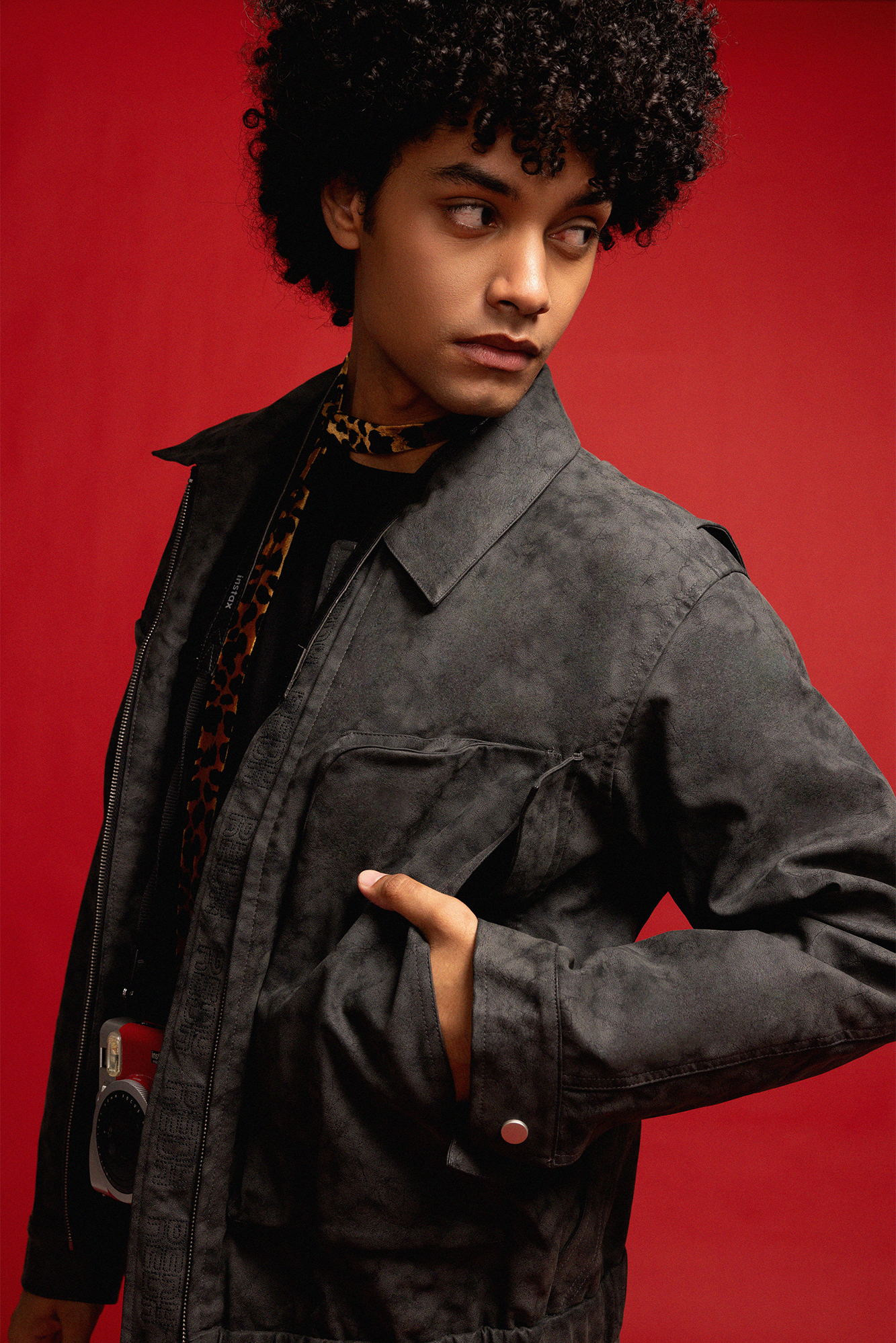 REDH Washed Faux Leather Cropped Blouson