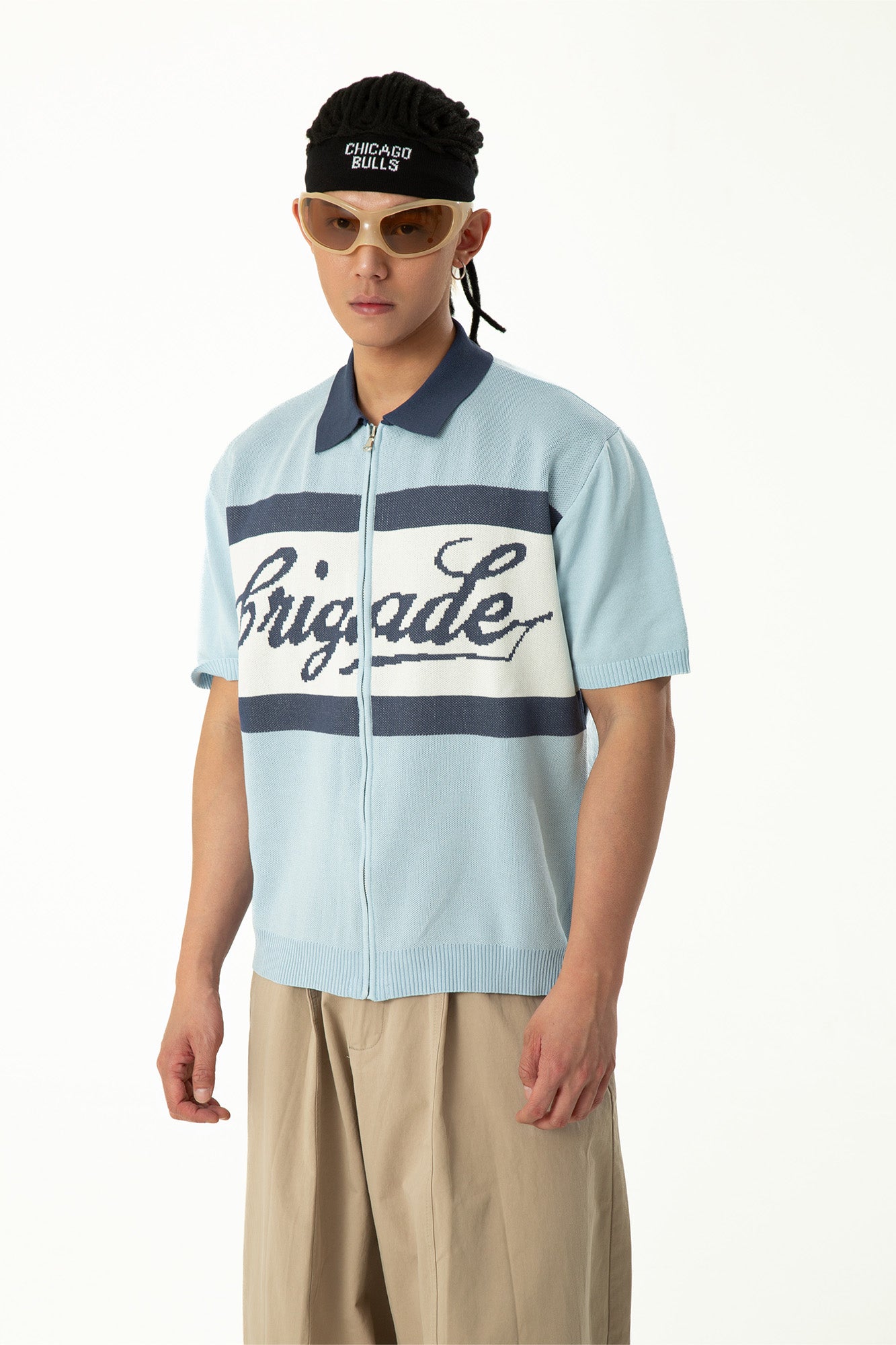 CLP Contrast Collar Zip-Up Knit T Shirt, premium urban and streetwear designers apparel on PROJECTISR.com, CLP