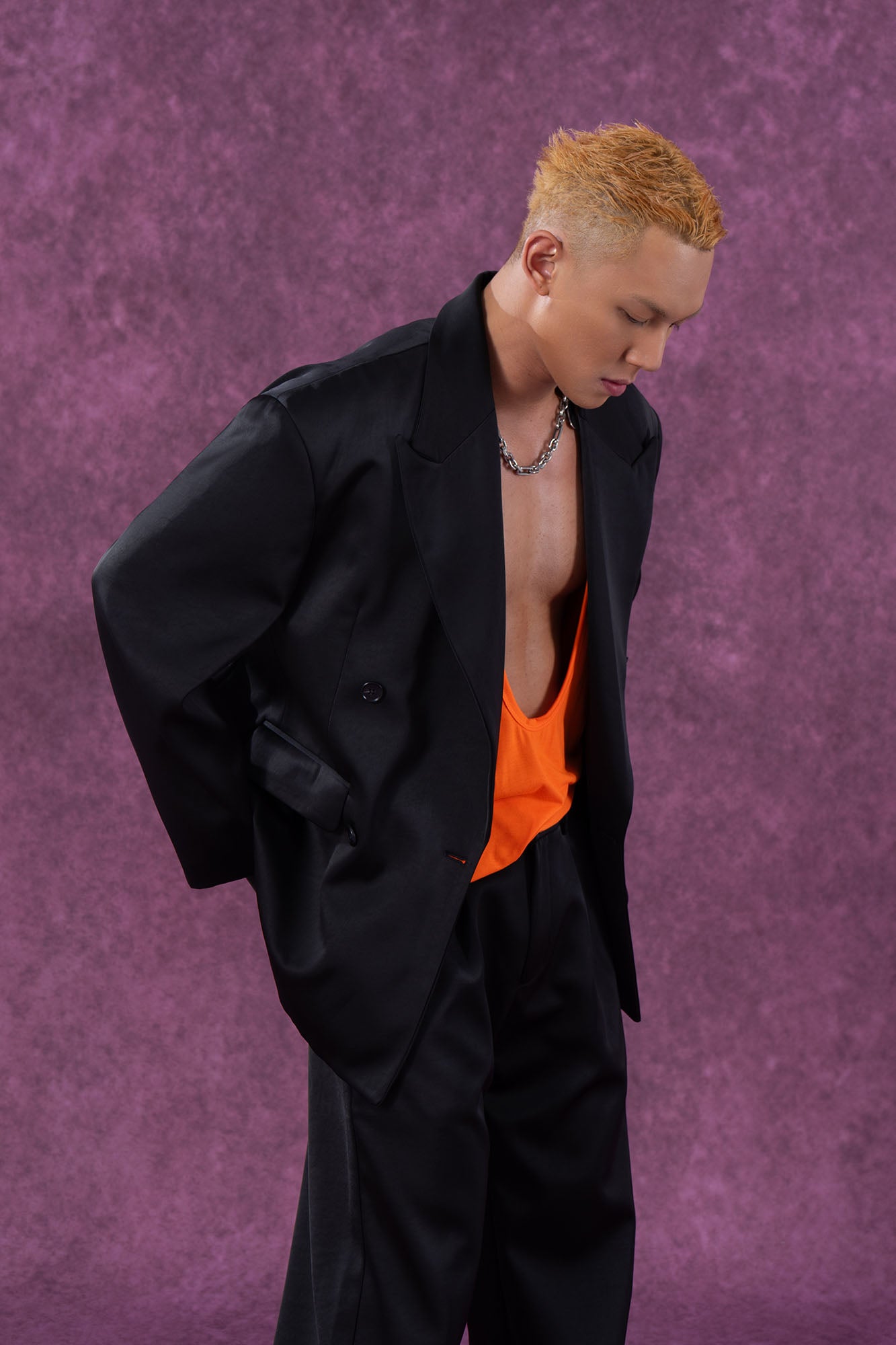 CLP Satin Double-Breasted Oversized Blazer, premium urban and streetwear designers apparel on PROJECTISR.com, CLP