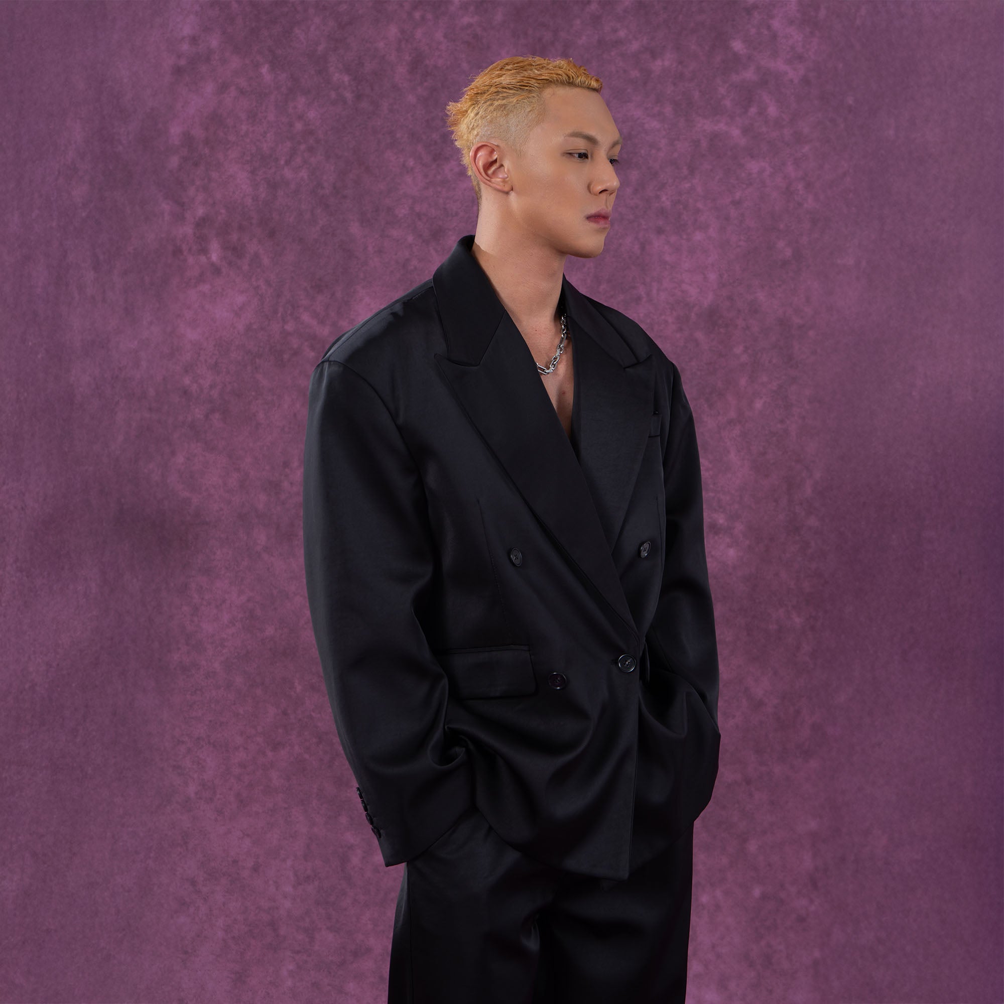 CLP Satin Double-Breasted Oversized Blazer, premium urban and streetwear designers apparel on PROJECTISR.com, CLP