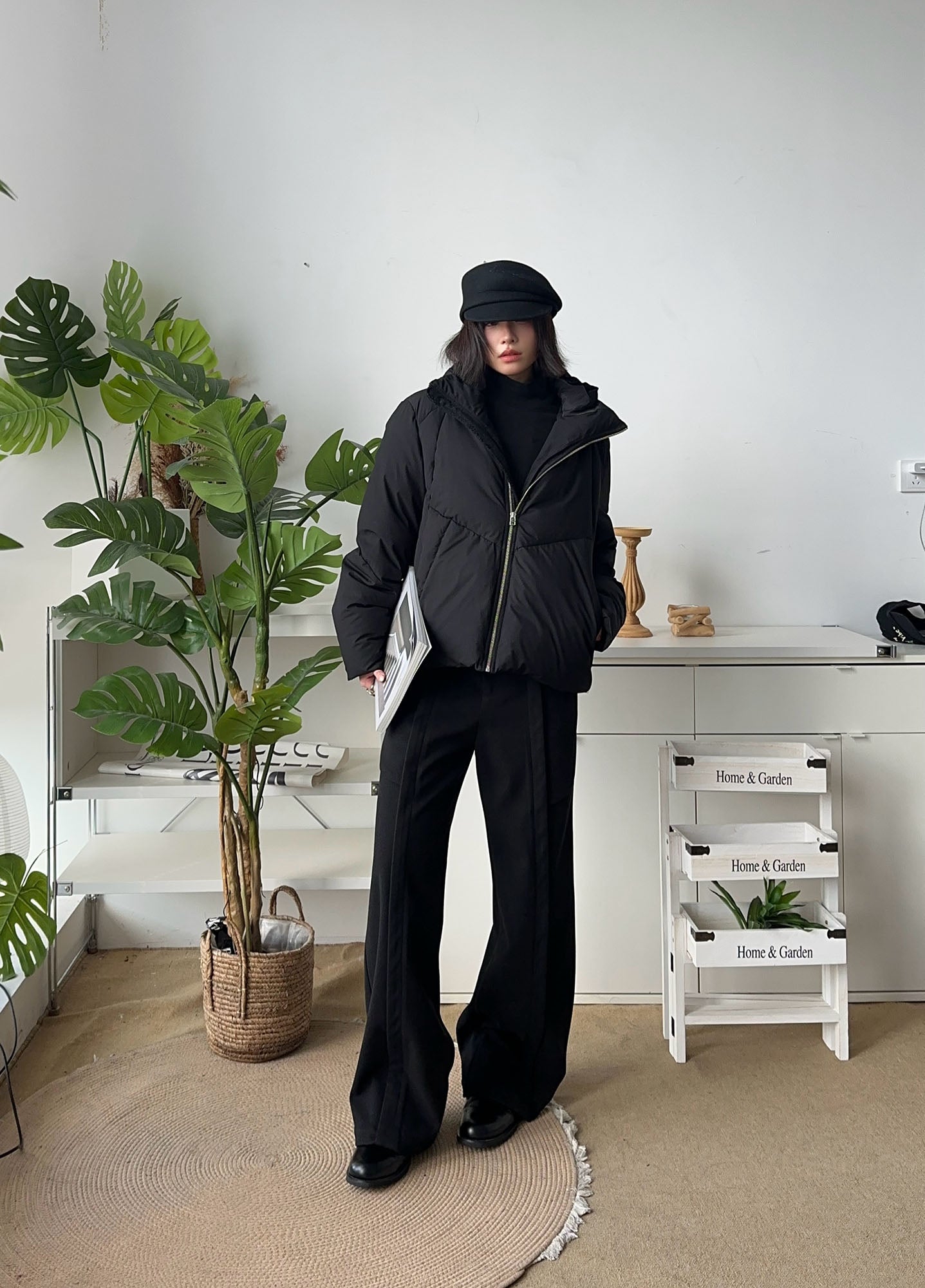 OKAYTHXBYE Essential Patterned Lapel Down Jacket
