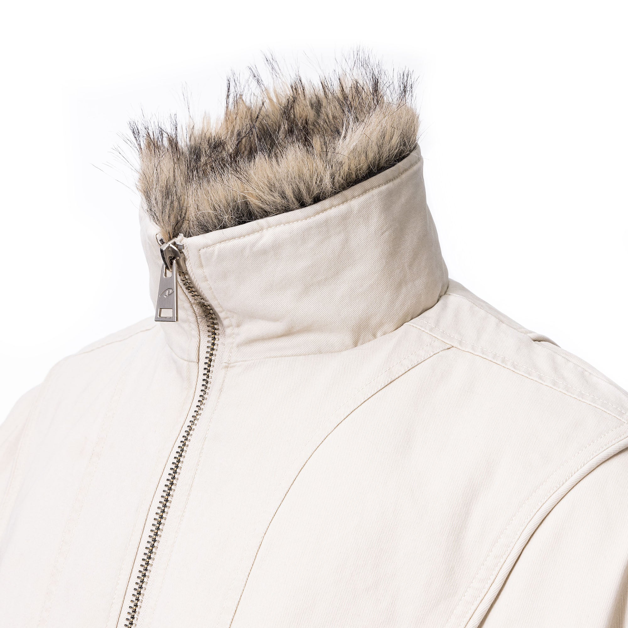 CATSSTAC Detachable Faux Fur Scarf Panel Jacket, premium urban and streetwear designers apparel on PROJECTISR.com, CATSSTAC