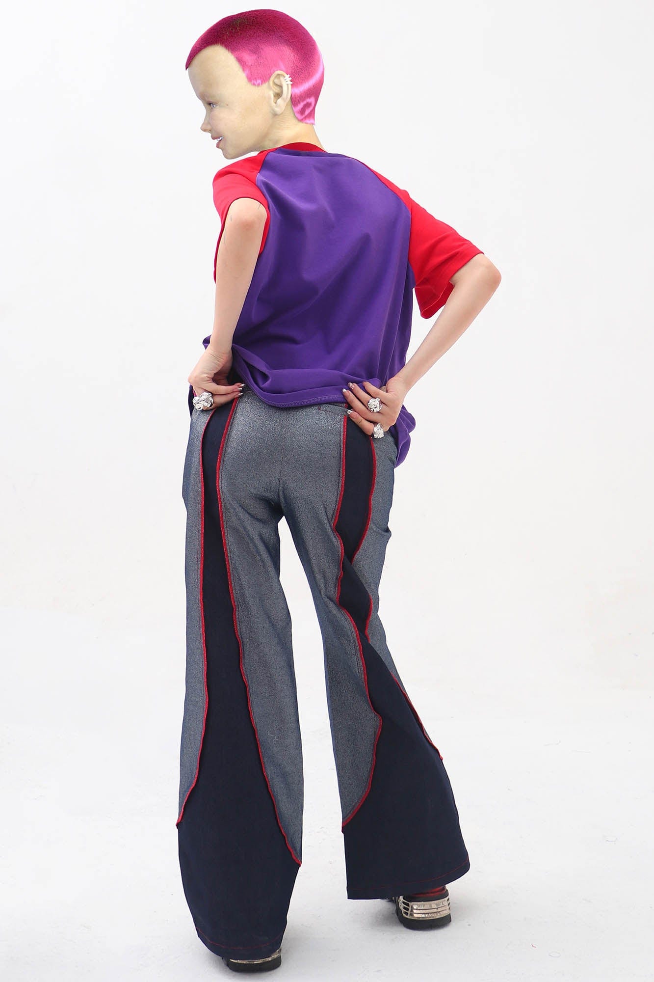 EMBRYO Four-Point Star Spliced Flared Pants, premium urban and streetwear designers apparel on PROJECTISR.com, EMBRYO