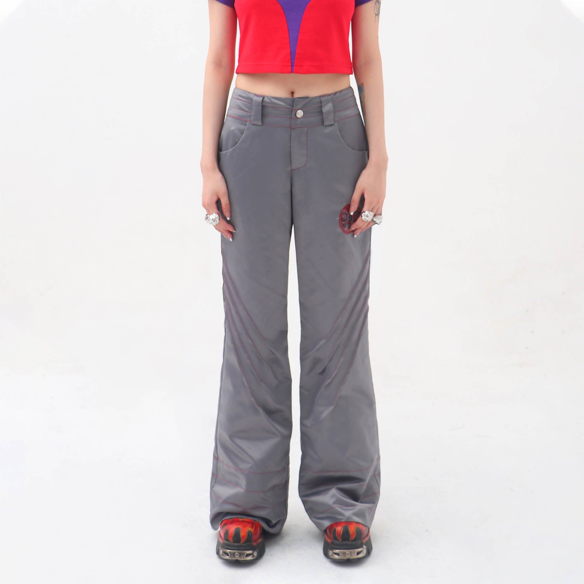 EMBRYO Metallic Pleated Low-Rise Pants, premium urban and streetwear designers apparel on PROJECTISR.com, EMBRYO