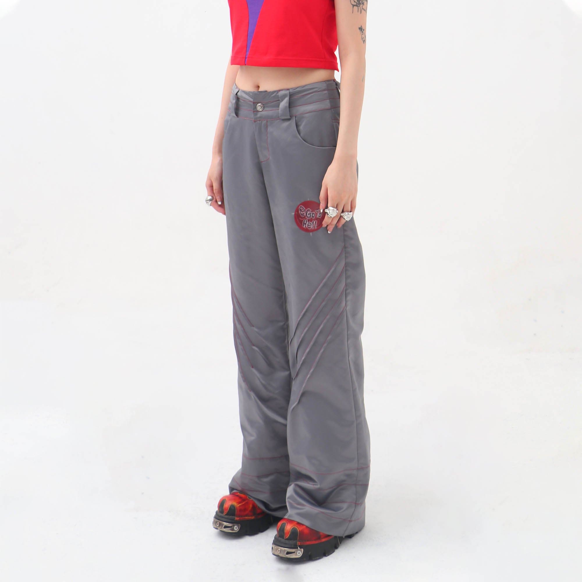 EMBRYO Metallic Pleated Low-Rise Pants, premium urban and streetwear designers apparel on PROJECTISR.com, EMBRYO
