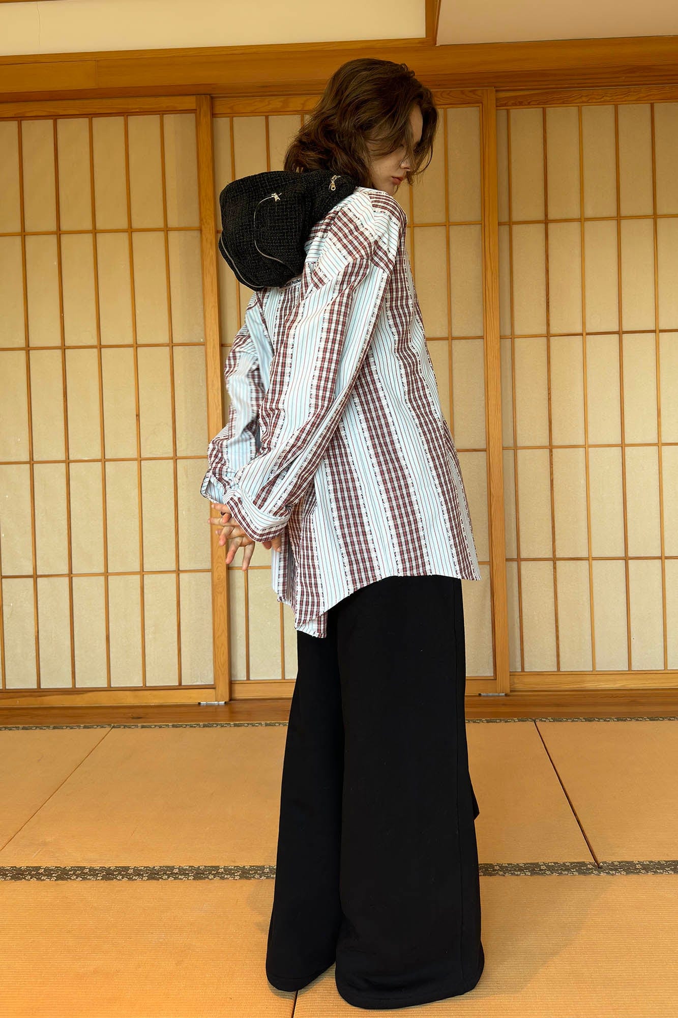 MIICHOUS Time Travel Company Headphone Hood Striped Shirt, premium urban and streetwear designers apparel on PROJECTISR.com, Miichous