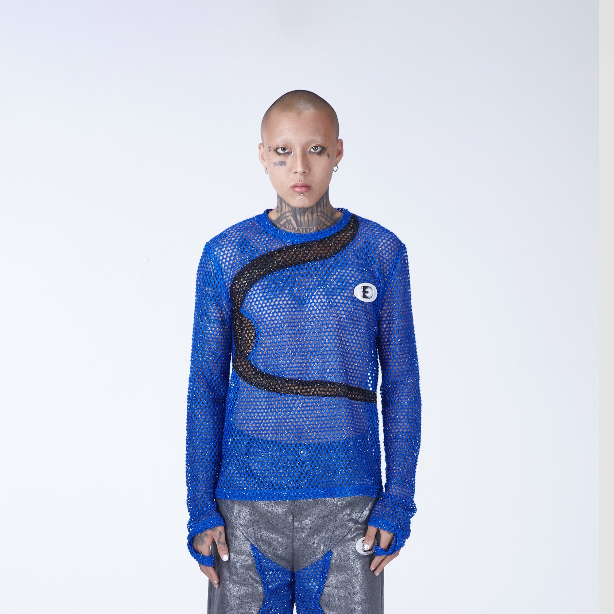 EMBRYO Asymmetrical Spliced Hollowed Long-Sleeve Tee, premium urban and streetwear designers apparel on PROJECTISR.com, EMBRYO