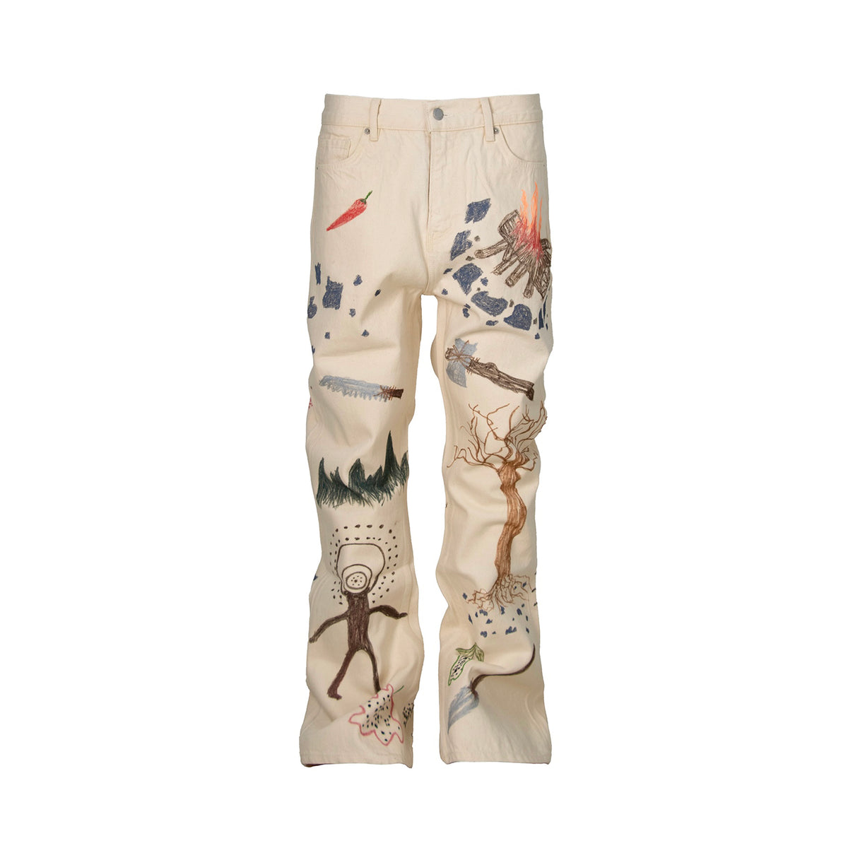 ZWDH Hand-Painted Wilderness Graffiti Jeans