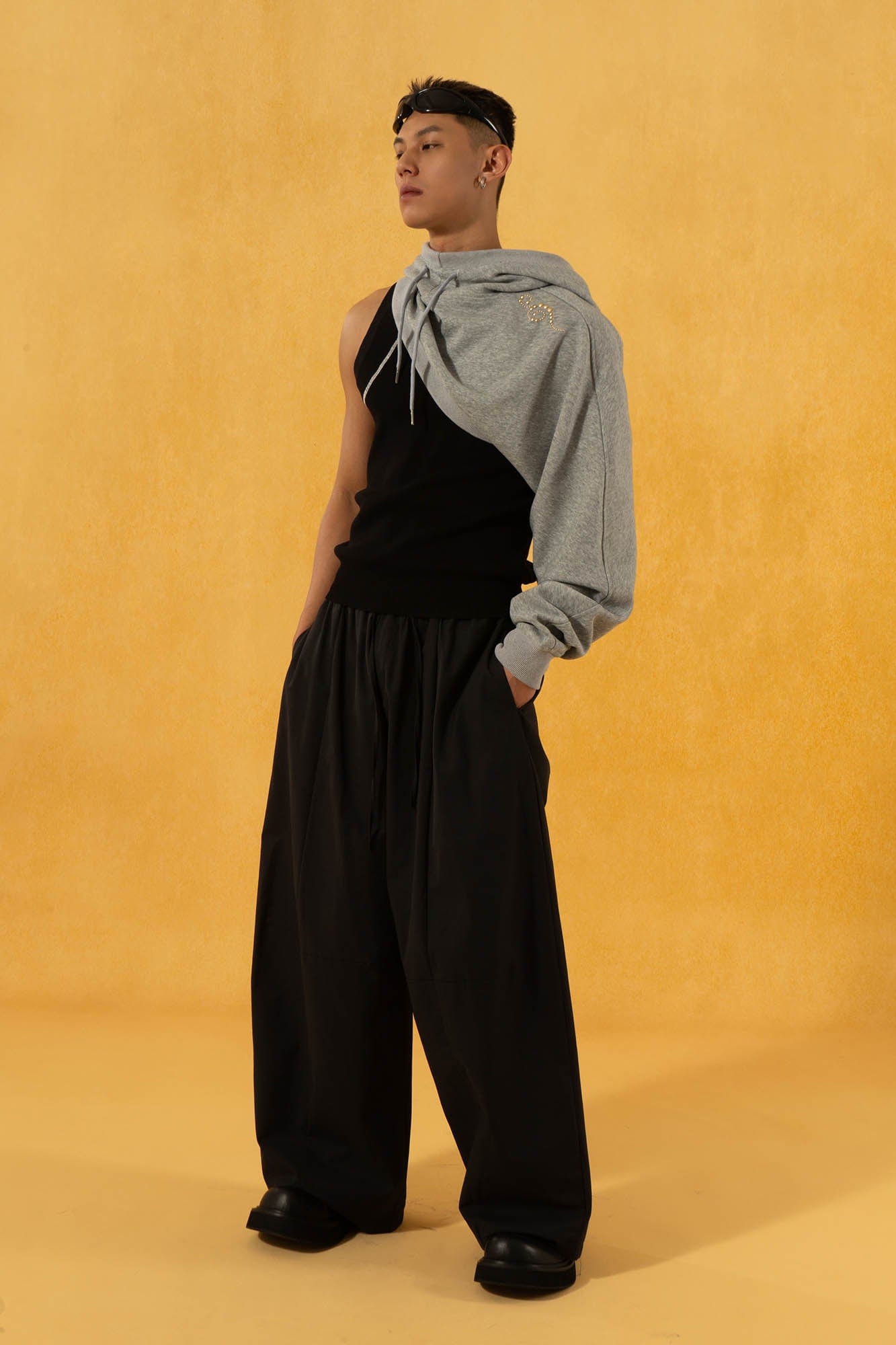 CLP Asymmetrical One-Sleeve Hoodie, premium urban and streetwear designers apparel on PROJECTISR.com, CLP