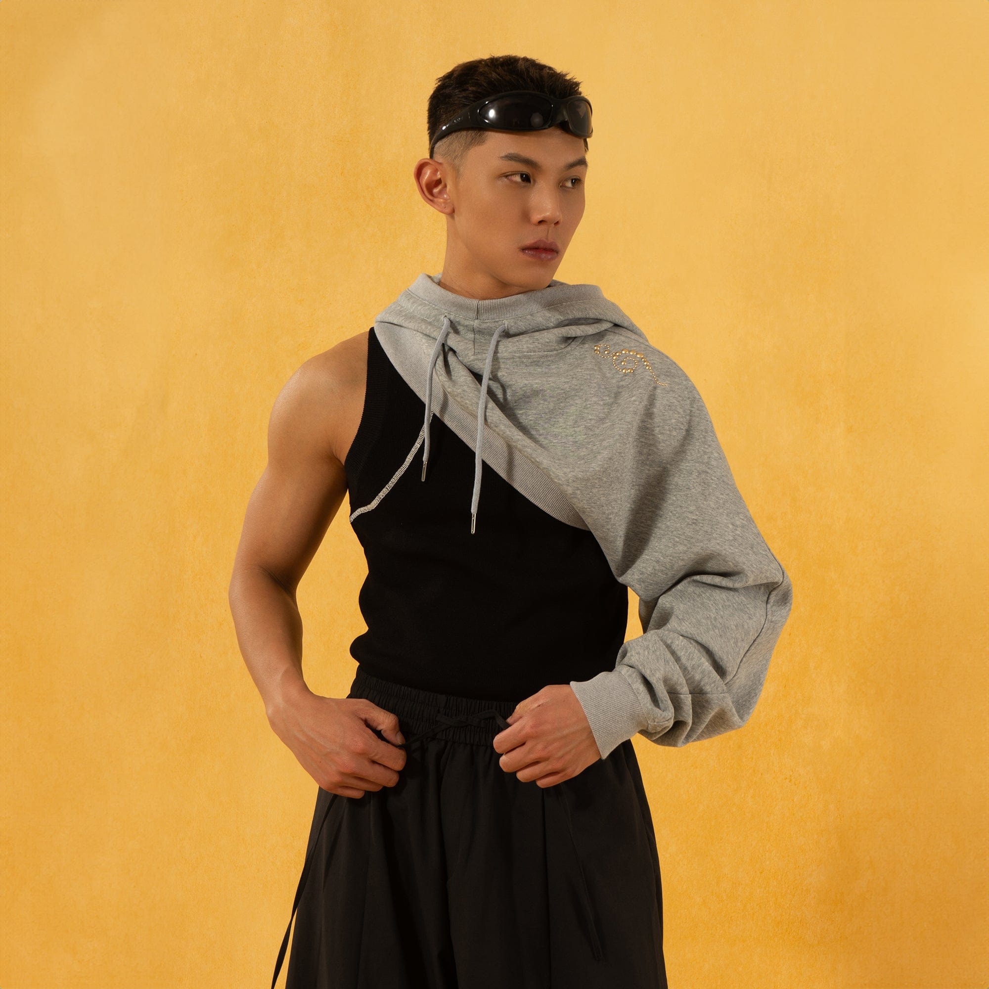 CLP Asymmetrical One-Sleeve Hoodie, premium urban and streetwear designers apparel on PROJECTISR.com, CLP
