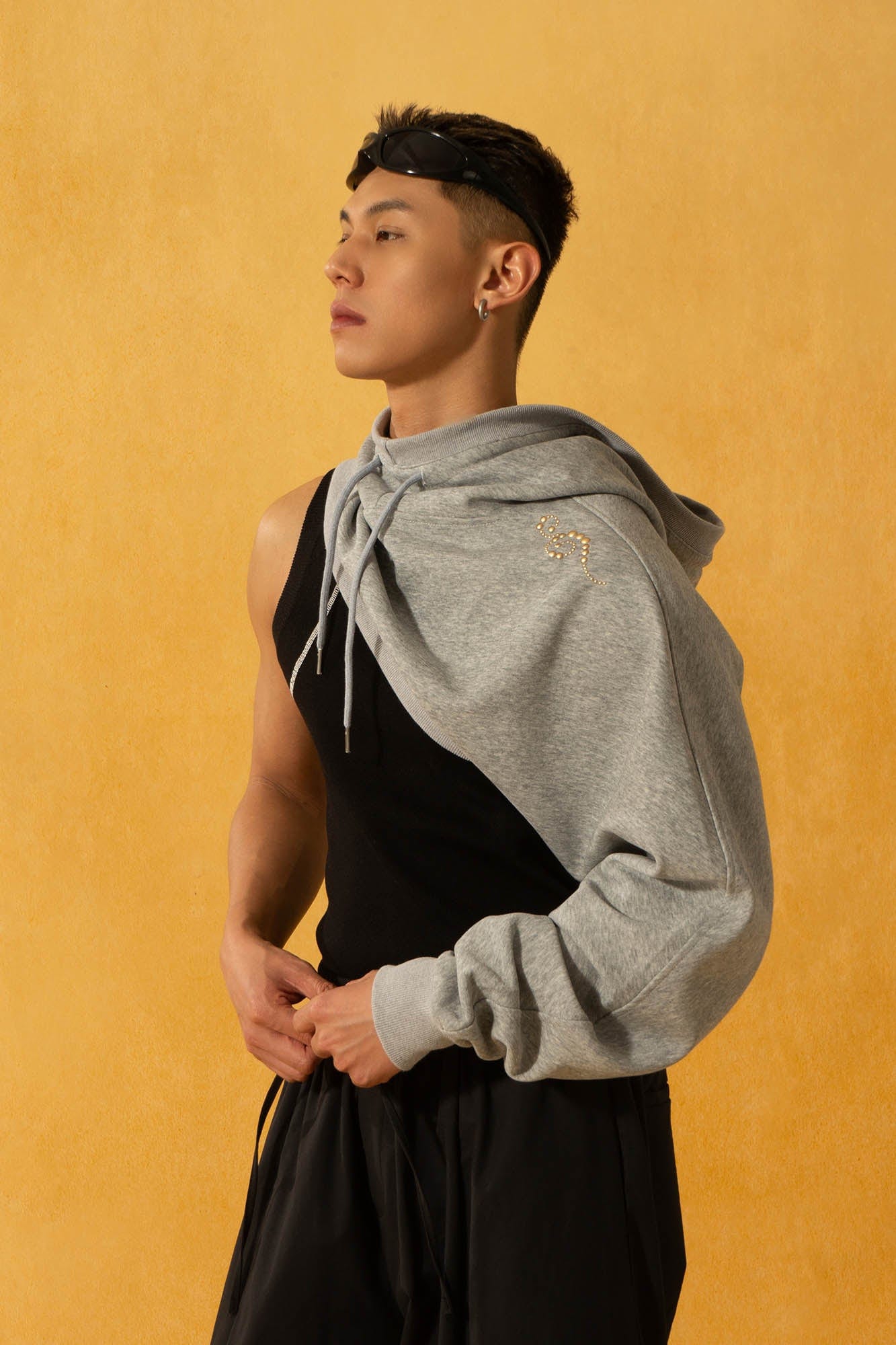 CLP Asymmetrical One-Sleeve Hoodie, premium urban and streetwear designers apparel on PROJECTISR.com, CLP