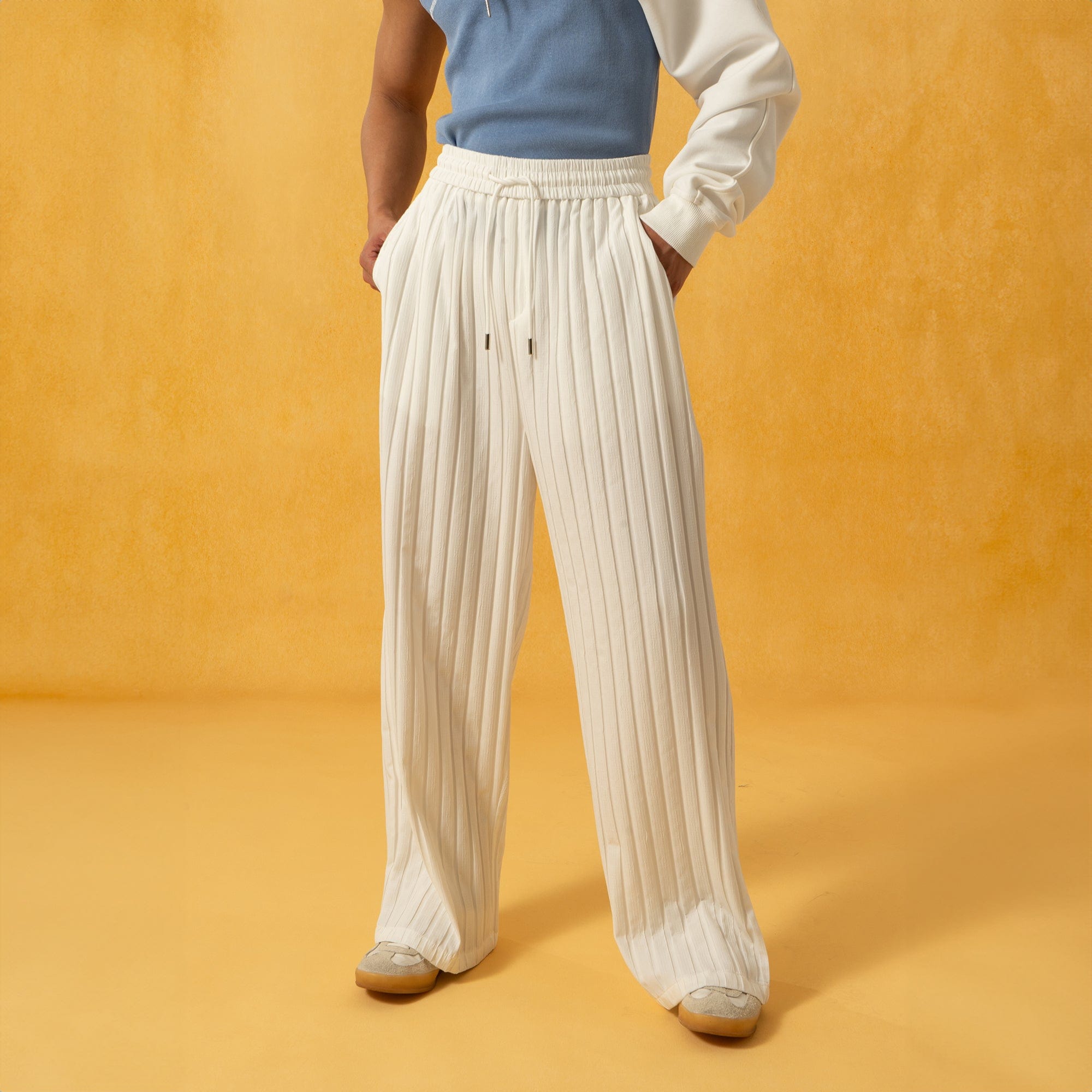 CLP Striped Ribbed Wide-Leg Pants, premium urban and streetwear designers apparel on PROJECTISR.com, CLP