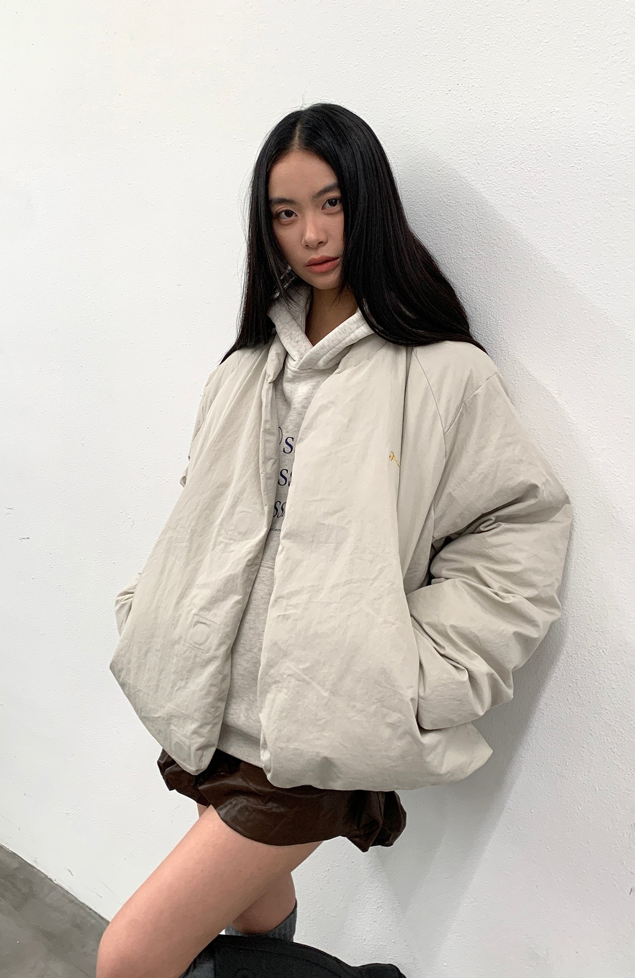 ROARINGWILD A ARCH Minimal Hidden Snap Puffer Jacket