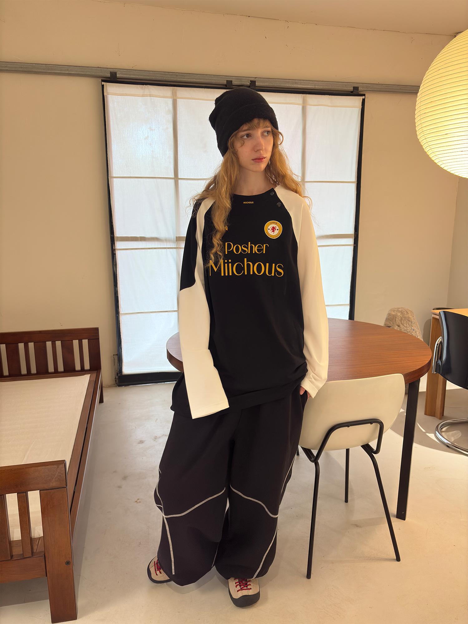 MIICHOUS Snap Contrast Quick-Dry Long-Sleeve Tee