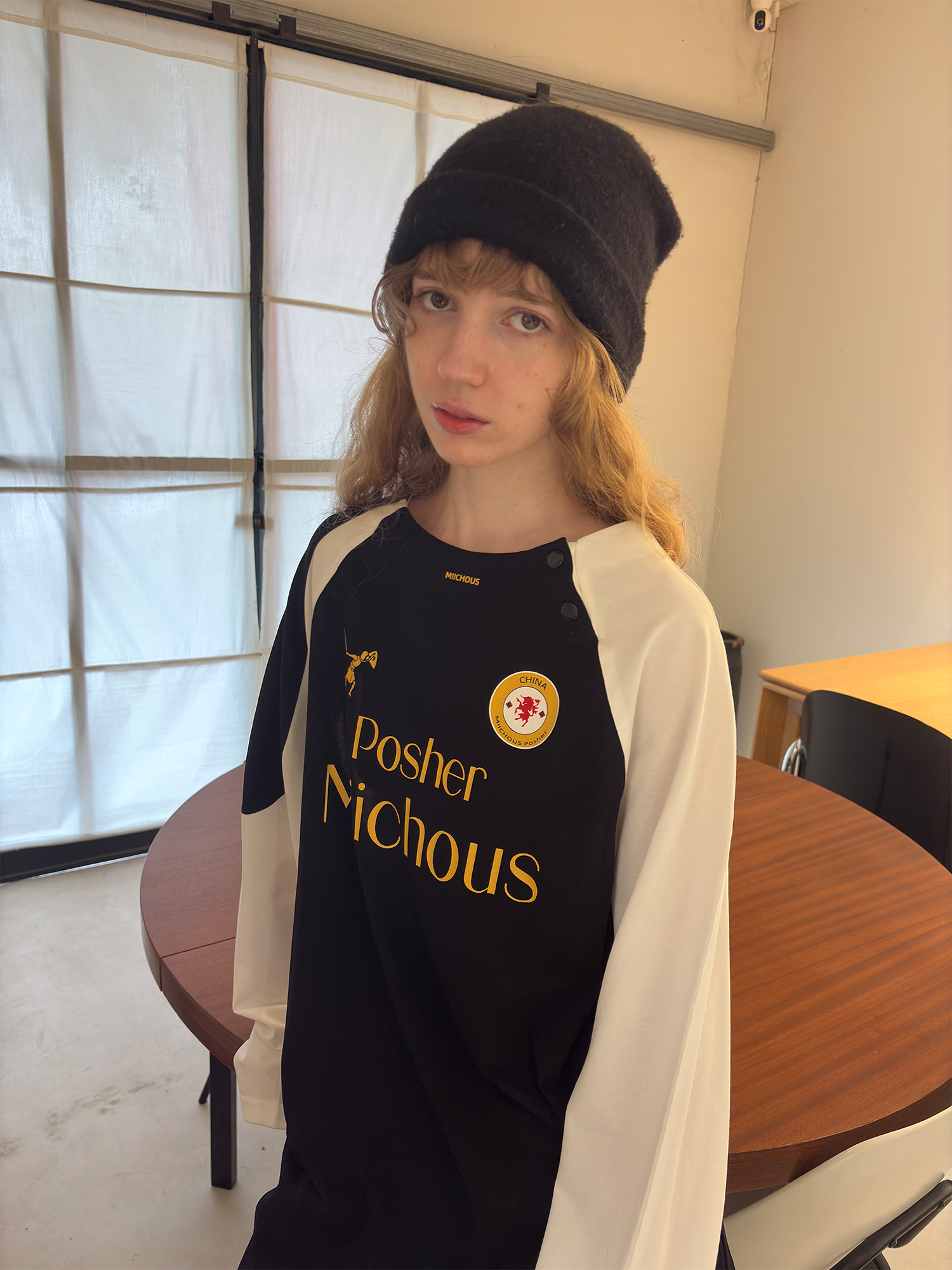 MIICHOUS Snap Contrast Quick-Dry Long-Sleeve Tee