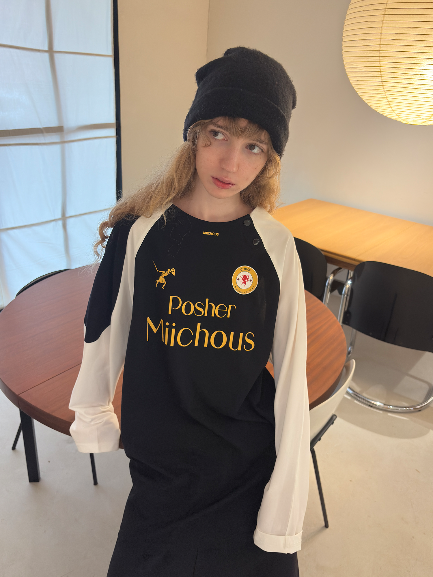 MIICHOUS Snap Contrast Quick-Dry Long-Sleeve Tee