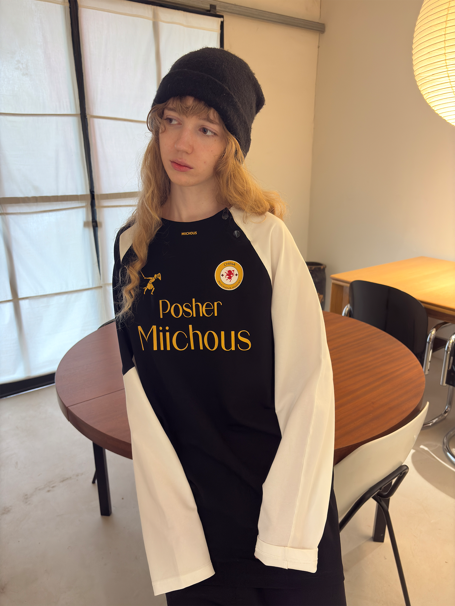 MIICHOUS Snap Contrast Quick-Dry Long-Sleeve Tee
