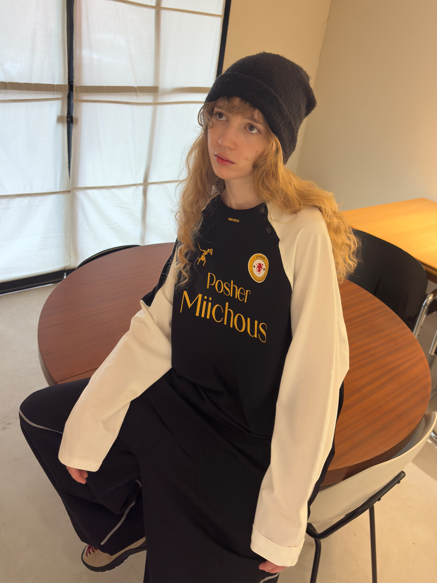 MIICHOUS Snap Contrast Quick-Dry Long-Sleeve Tee