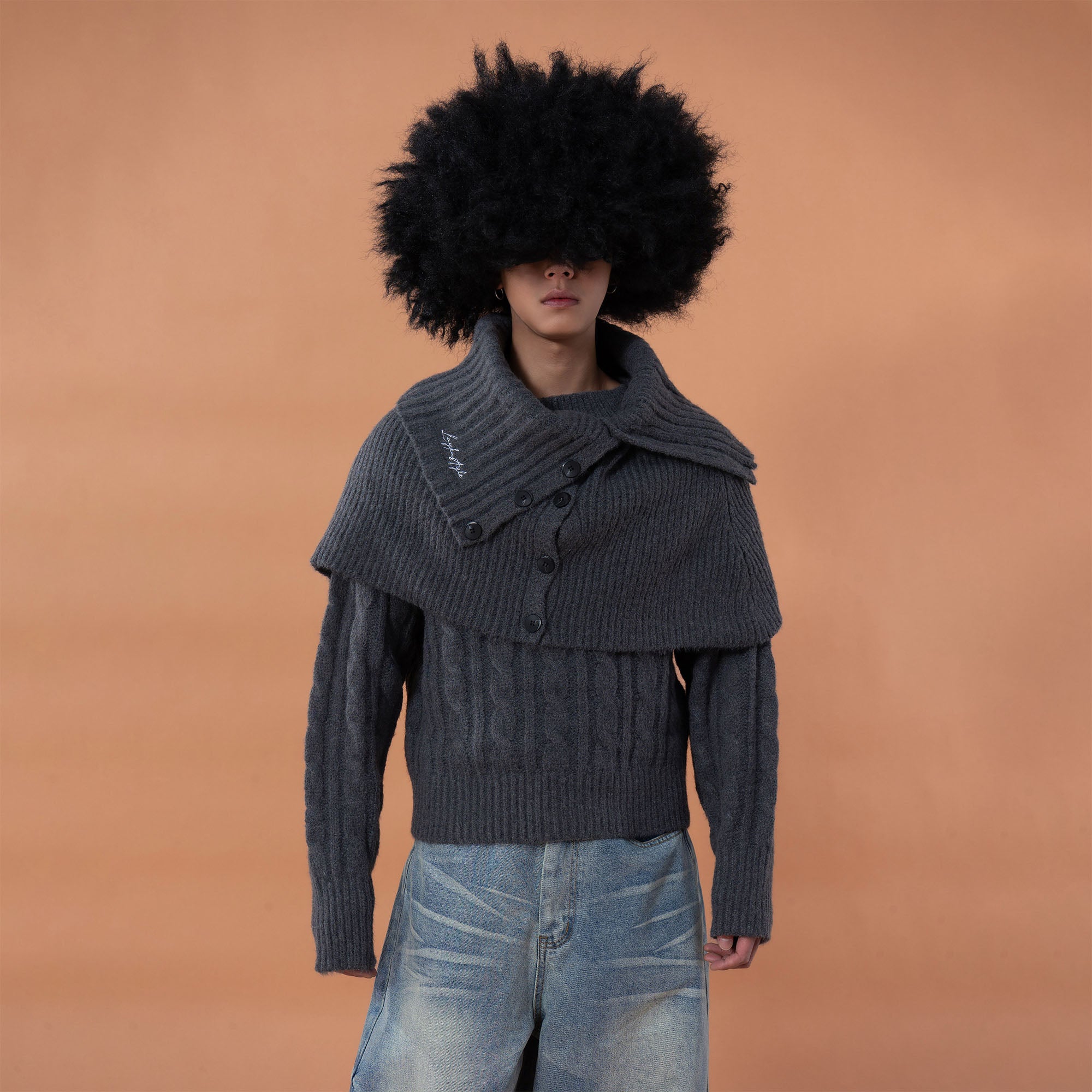 CLP Detachable Capelet Collar Layered Sweater, premium urban and streetwear designers apparel on PROJECTISR.com, CLP