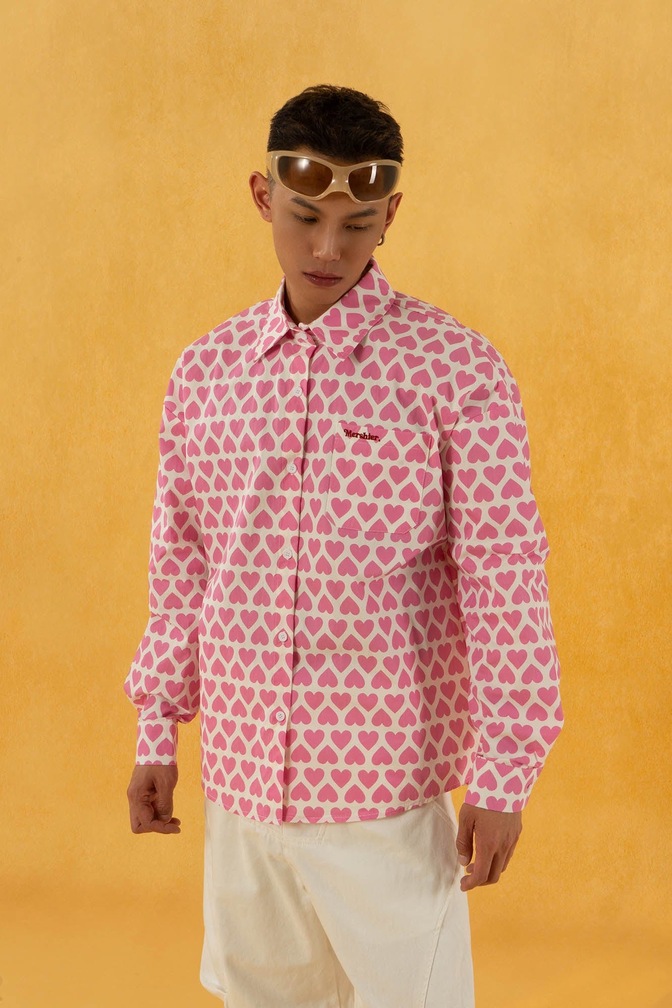 CLP Pink Heart Full-Print Shirt, premium urban and streetwear designers apparel on PROJECTISR.com, CLP
