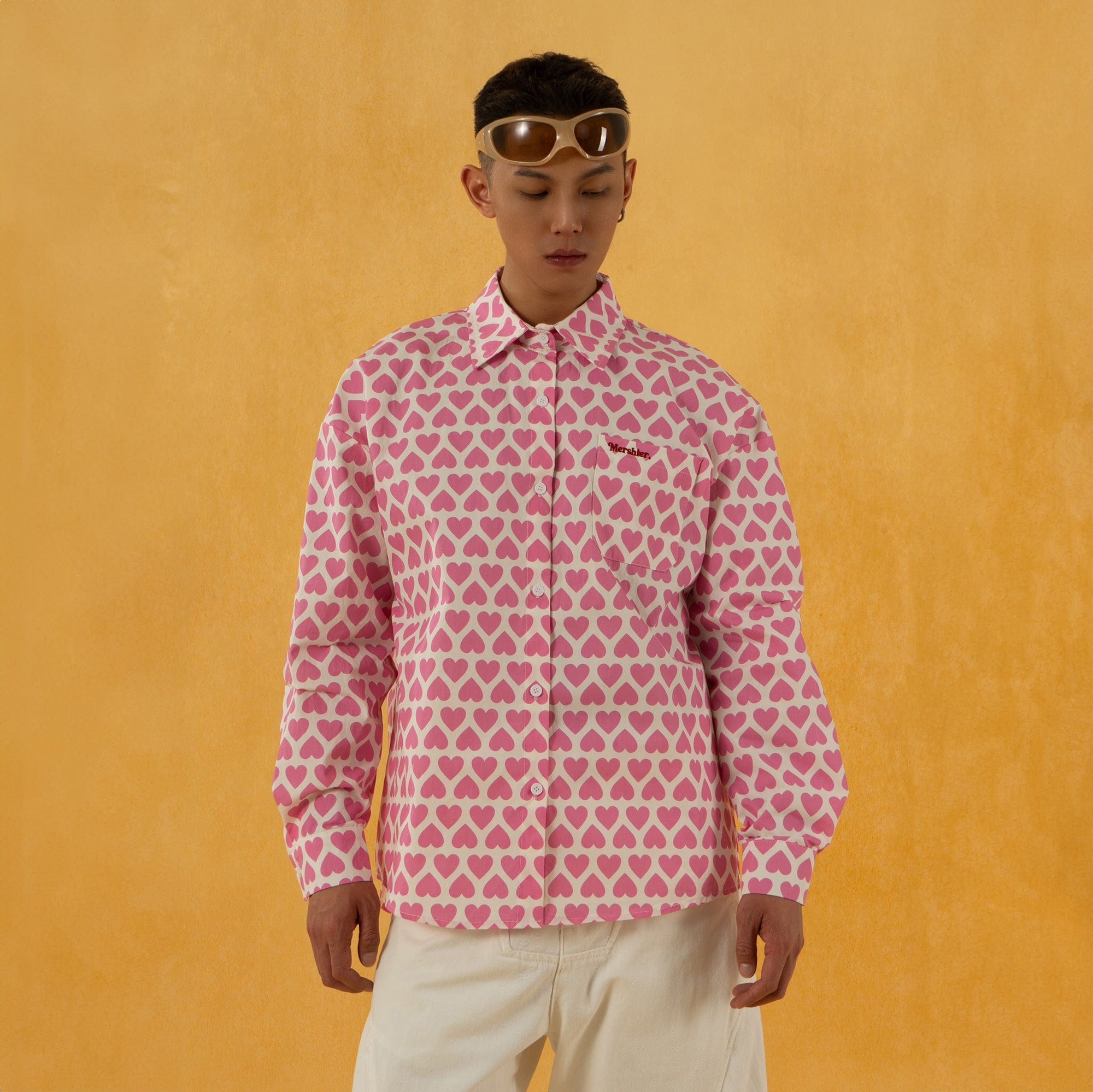 CLP Pink Heart Full-Print Shirt, premium urban and streetwear designers apparel on PROJECTISR.com, CLP