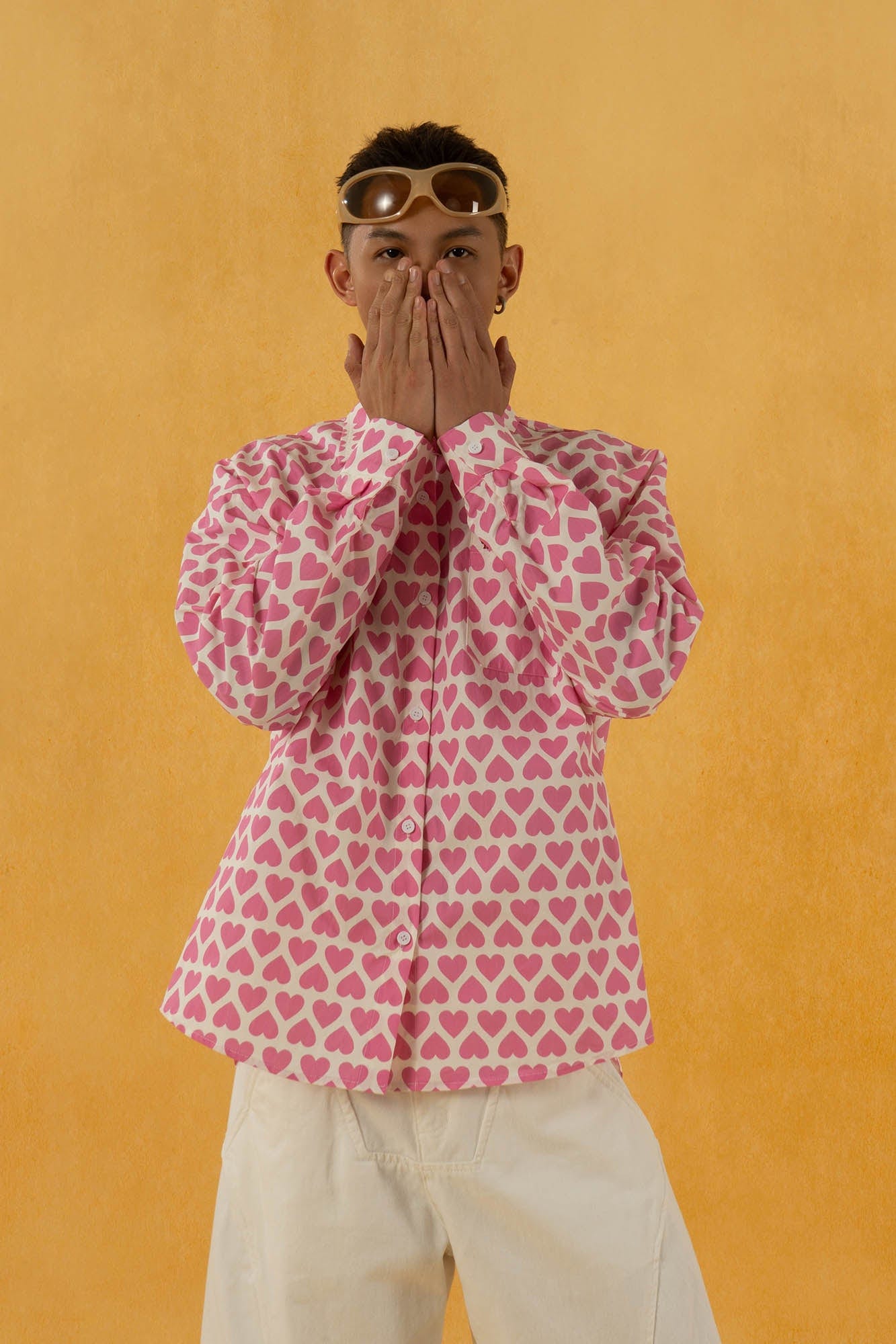CLP Pink Heart Full-Print Shirt, premium urban and streetwear designers apparel on PROJECTISR.com, CLP