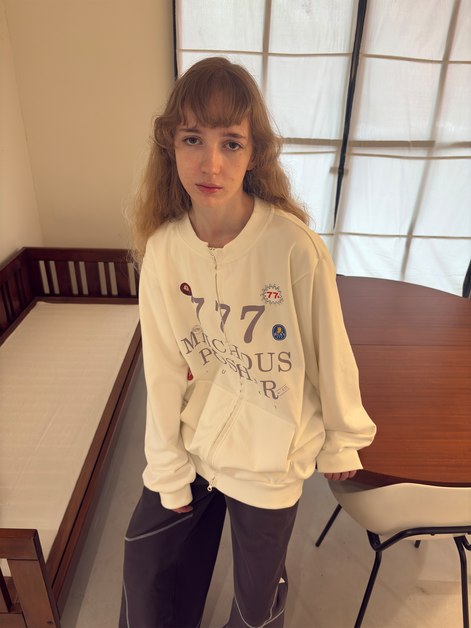 MIICHOUS Lucky 777 Graphic Zip Sweatshirt