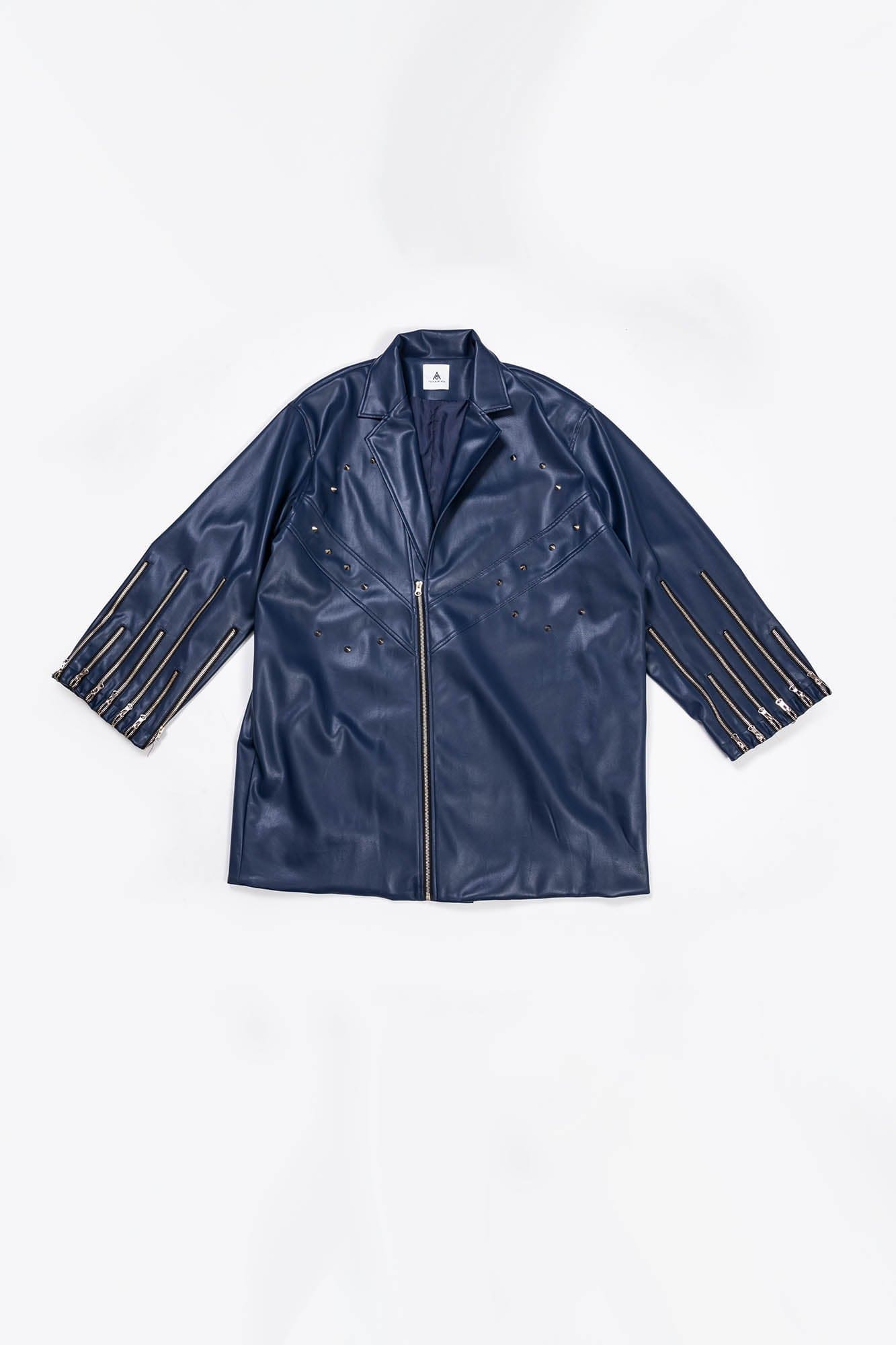 KADAKADA Zipper-Sleeve Rivet Oversized PU Coat, premium urban and streetwear designers apparel on PROJECTISR.com, KADAKADA