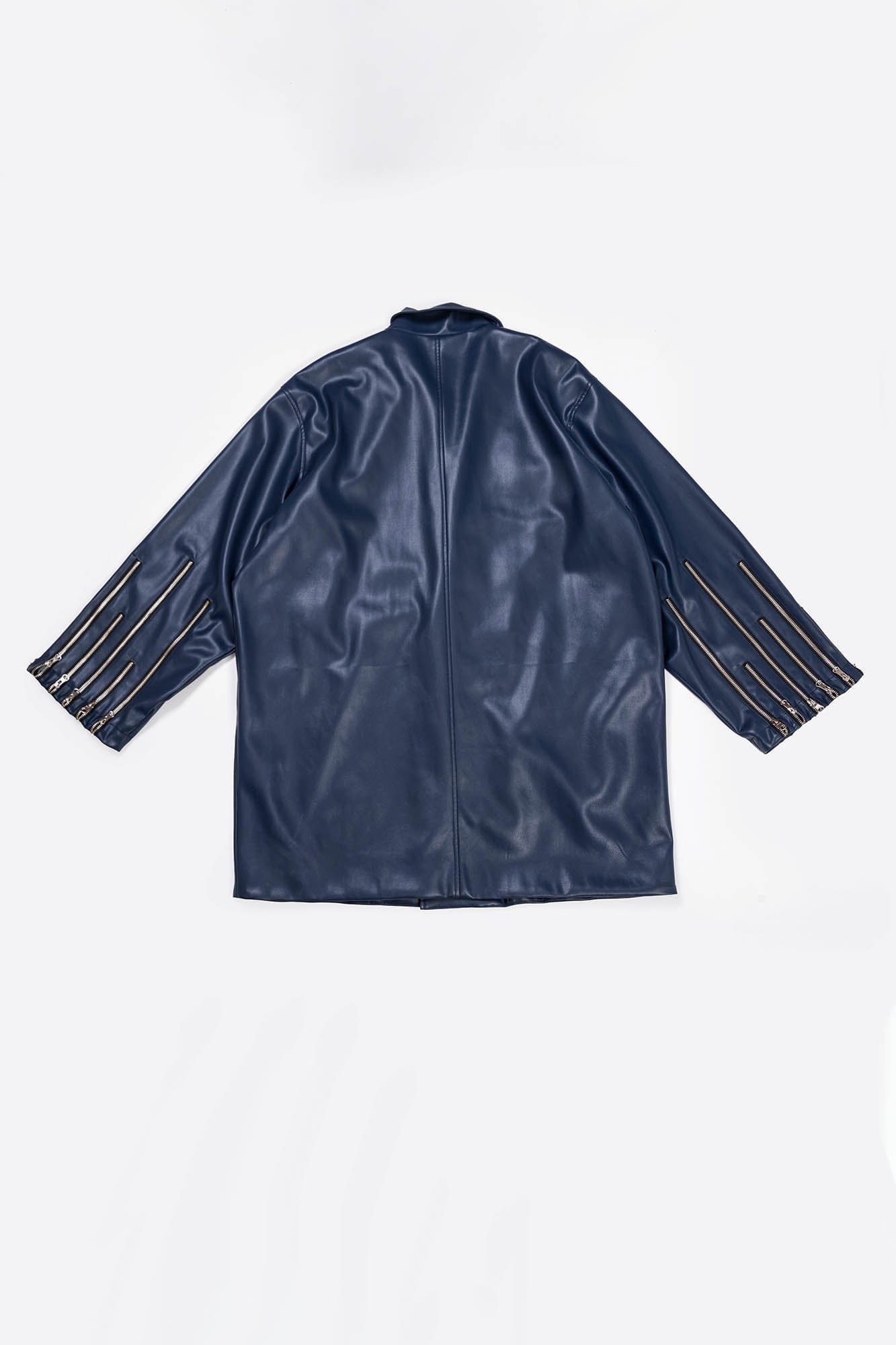 KADAKADA Zipper-Sleeve Rivet Oversized PU Coat, premium urban and streetwear designers apparel on PROJECTISR.com, KADAKADA