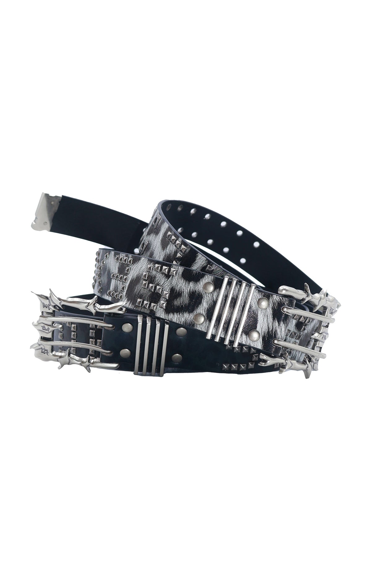 SEXXDEVIL Leopard Print Studded Punk Buckle Belt
