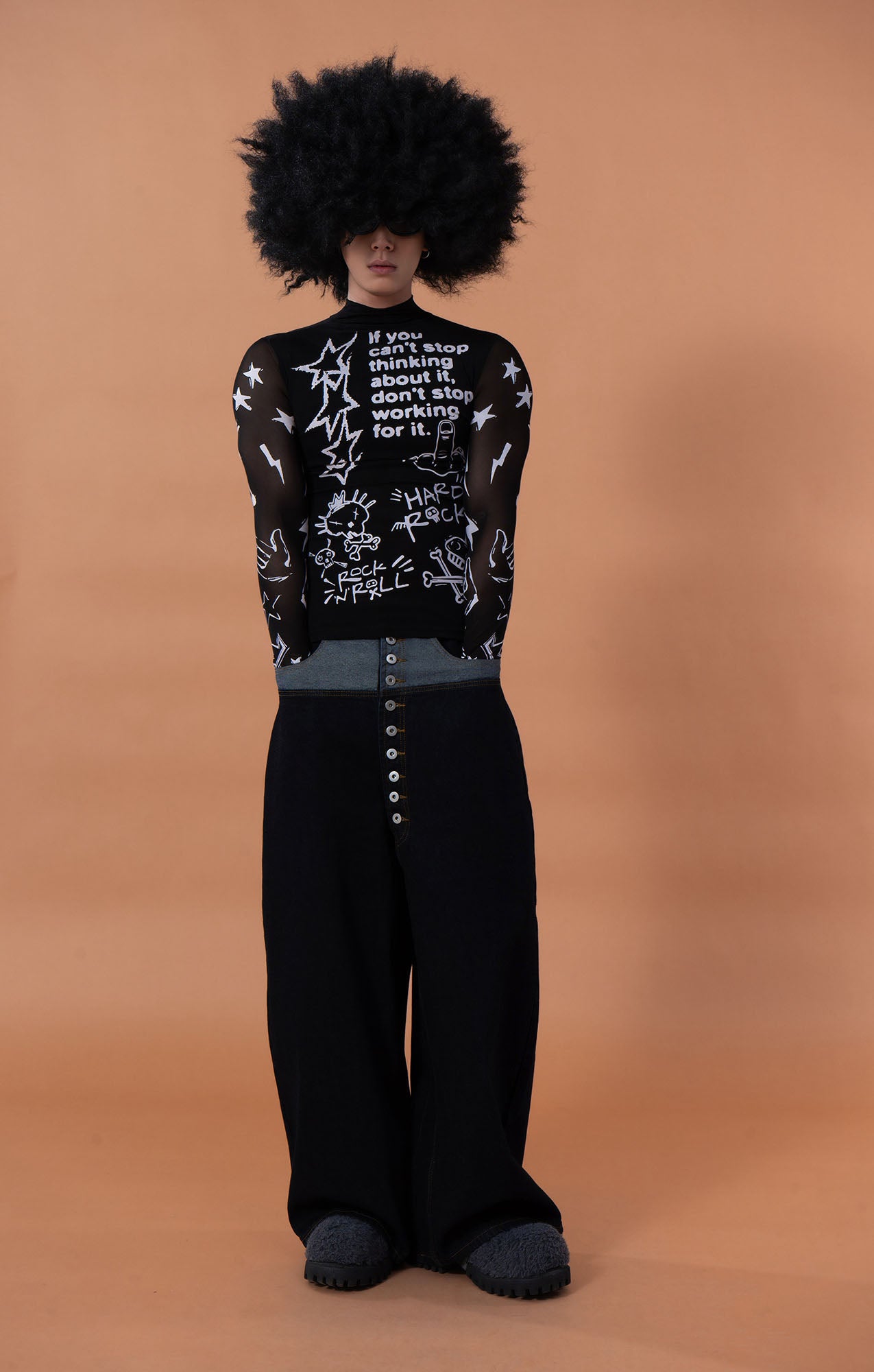 CLP Full-Print Graffiti Mesh Long-Sleeve Tee, premium urban and streetwear designers apparel on PROJECTISR.com, CLP