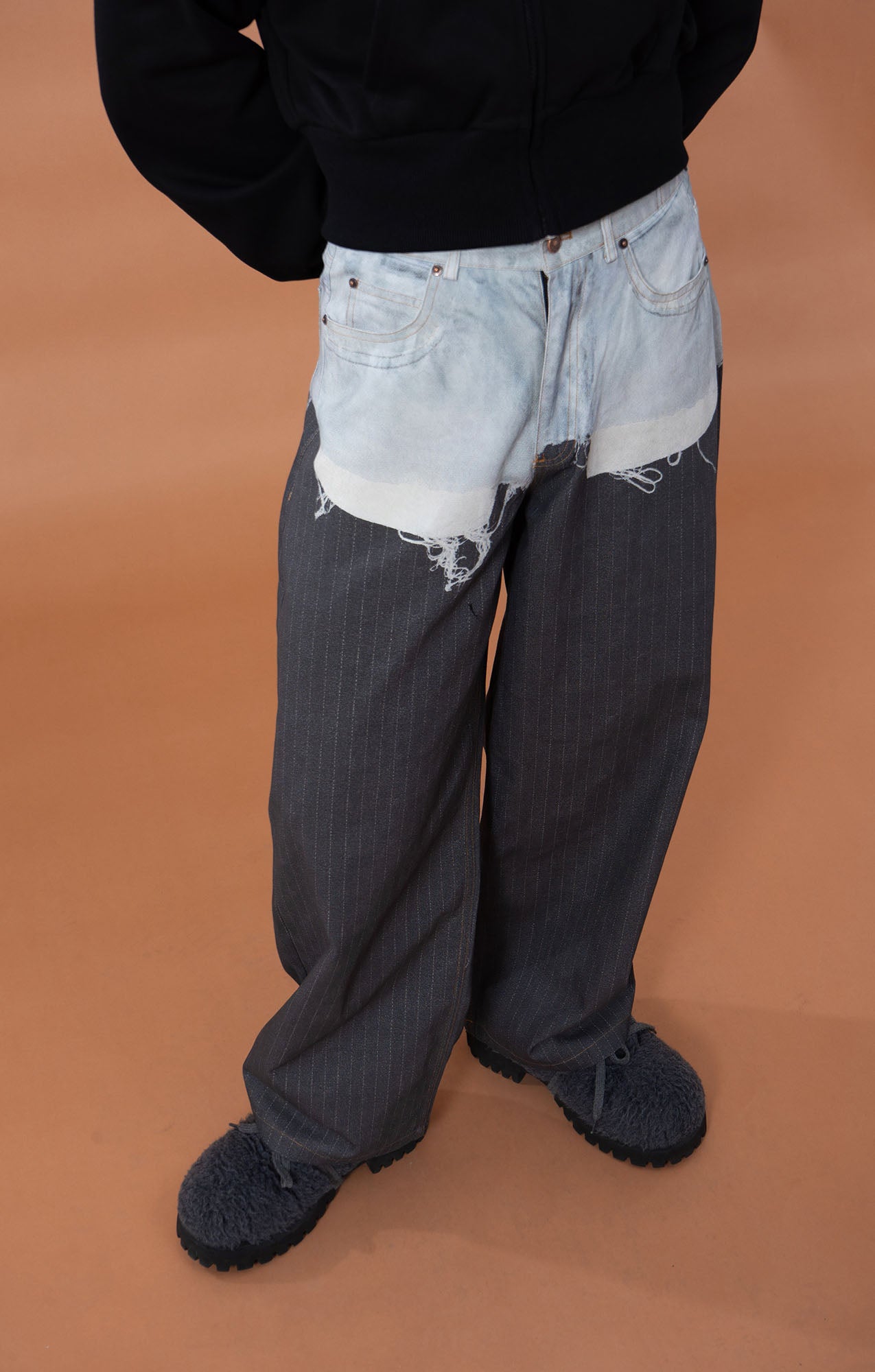 CLP Denim-Waist Pinstripe Straight-Leg Pants, premium urban and streetwear designers apparel on PROJECTISR.com, CLP