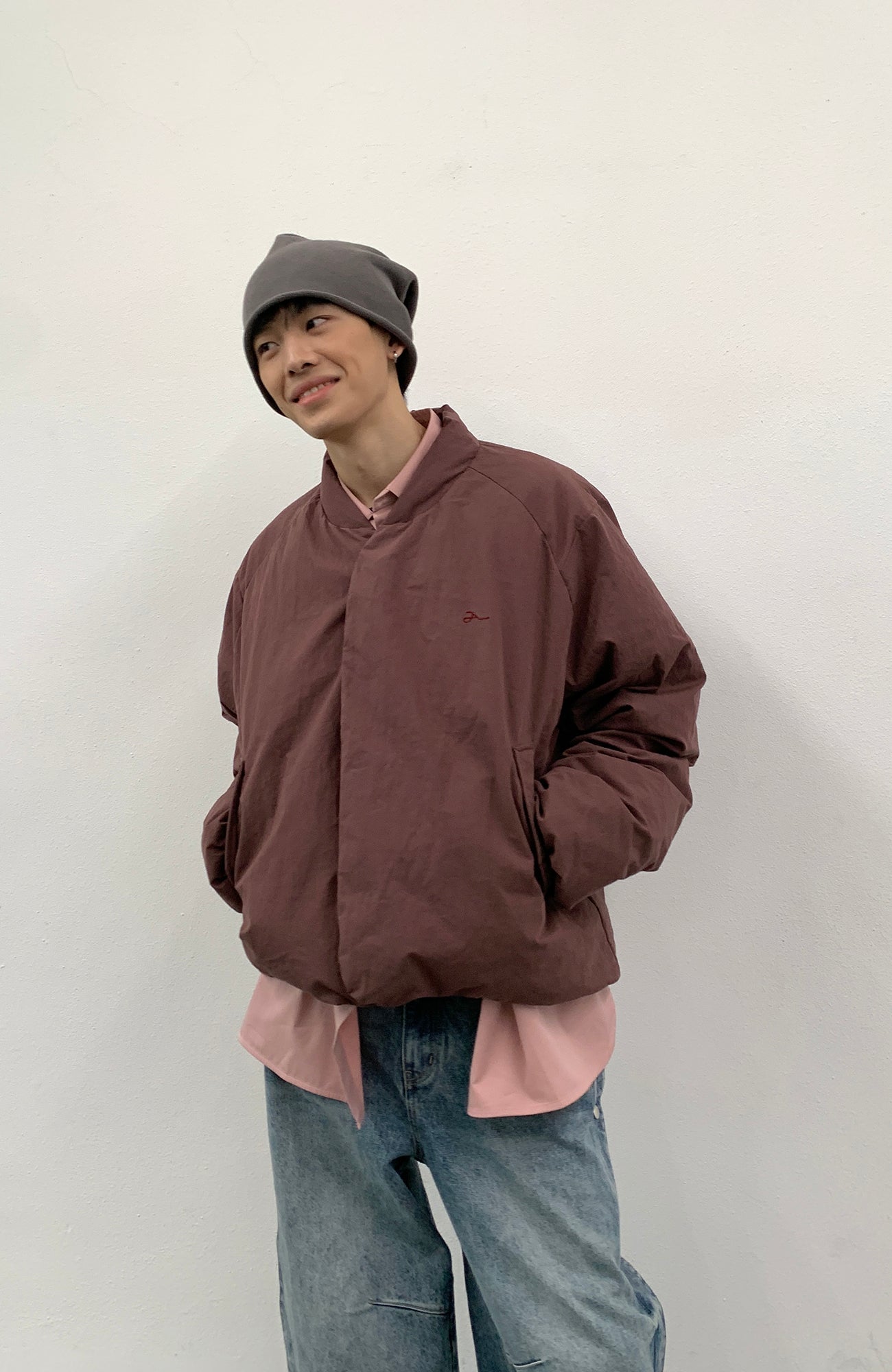 ROARINGWILD A ARCH Minimal Hidden Snap Puffer Jacket