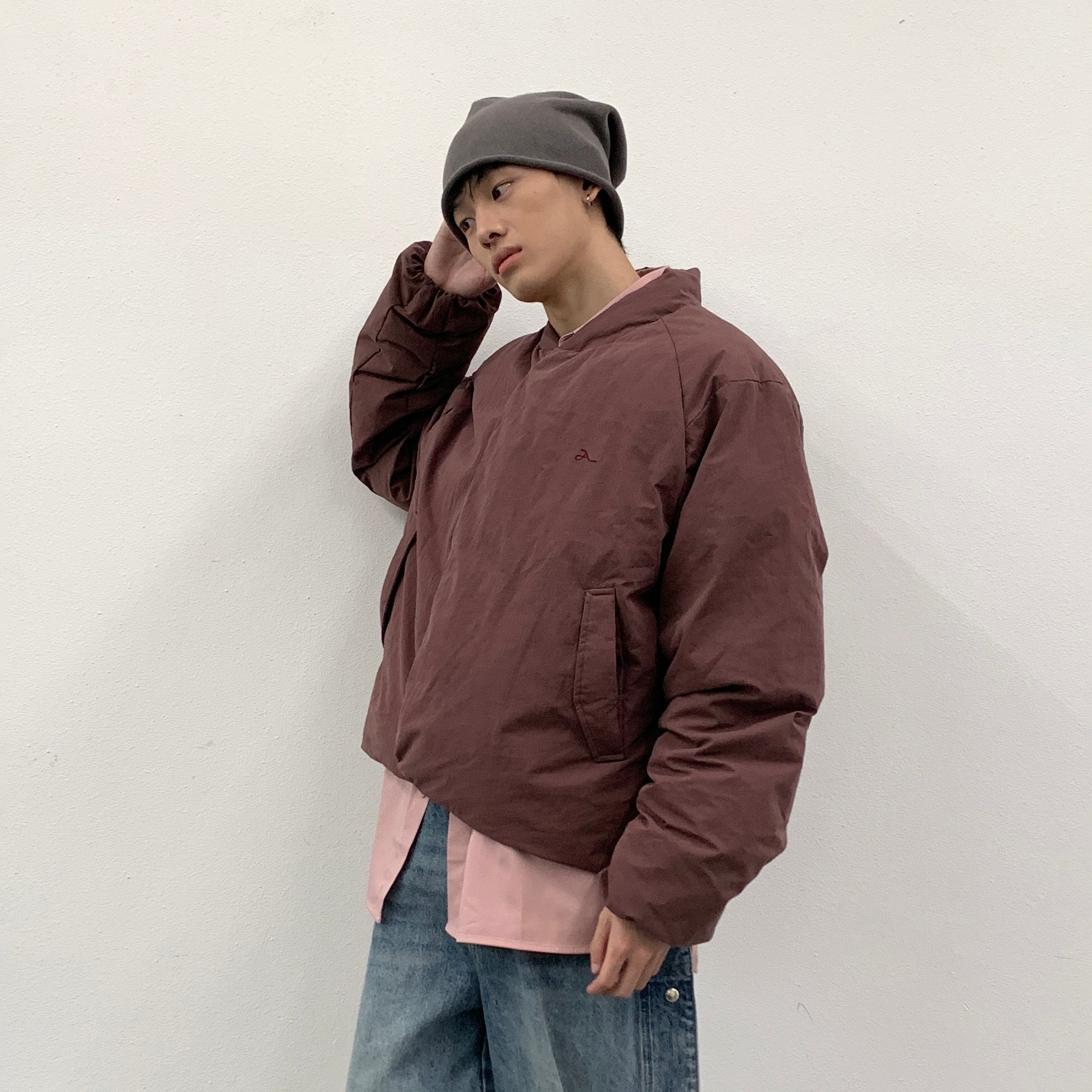 ROARINGWILD A ARCH Minimal Hidden Snap Puffer Jacket