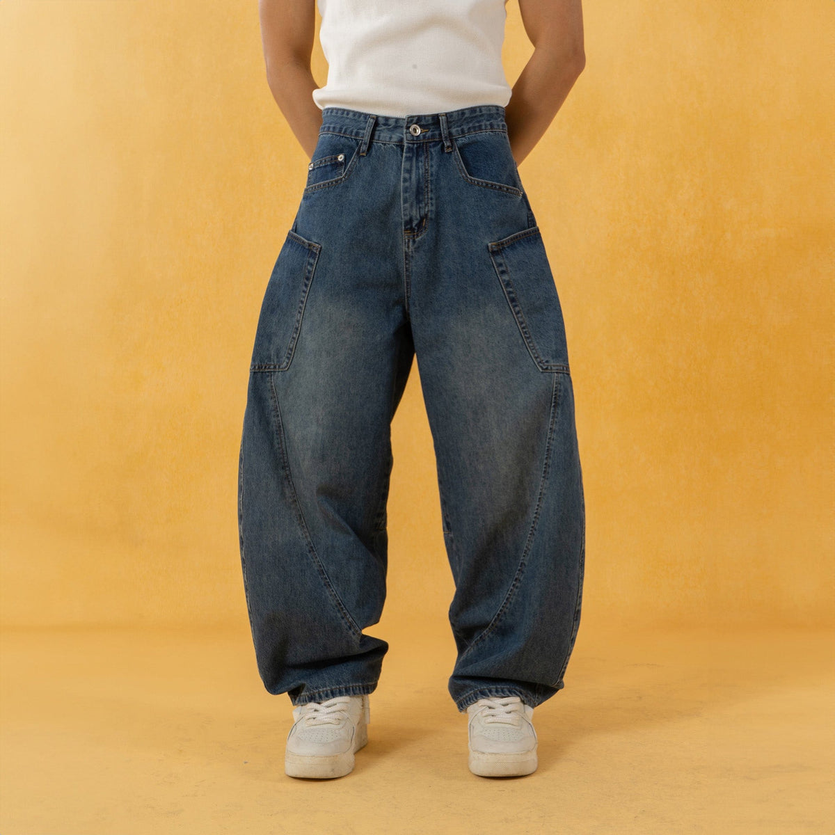CLP Spliced Big-Pocket Curved Jeans