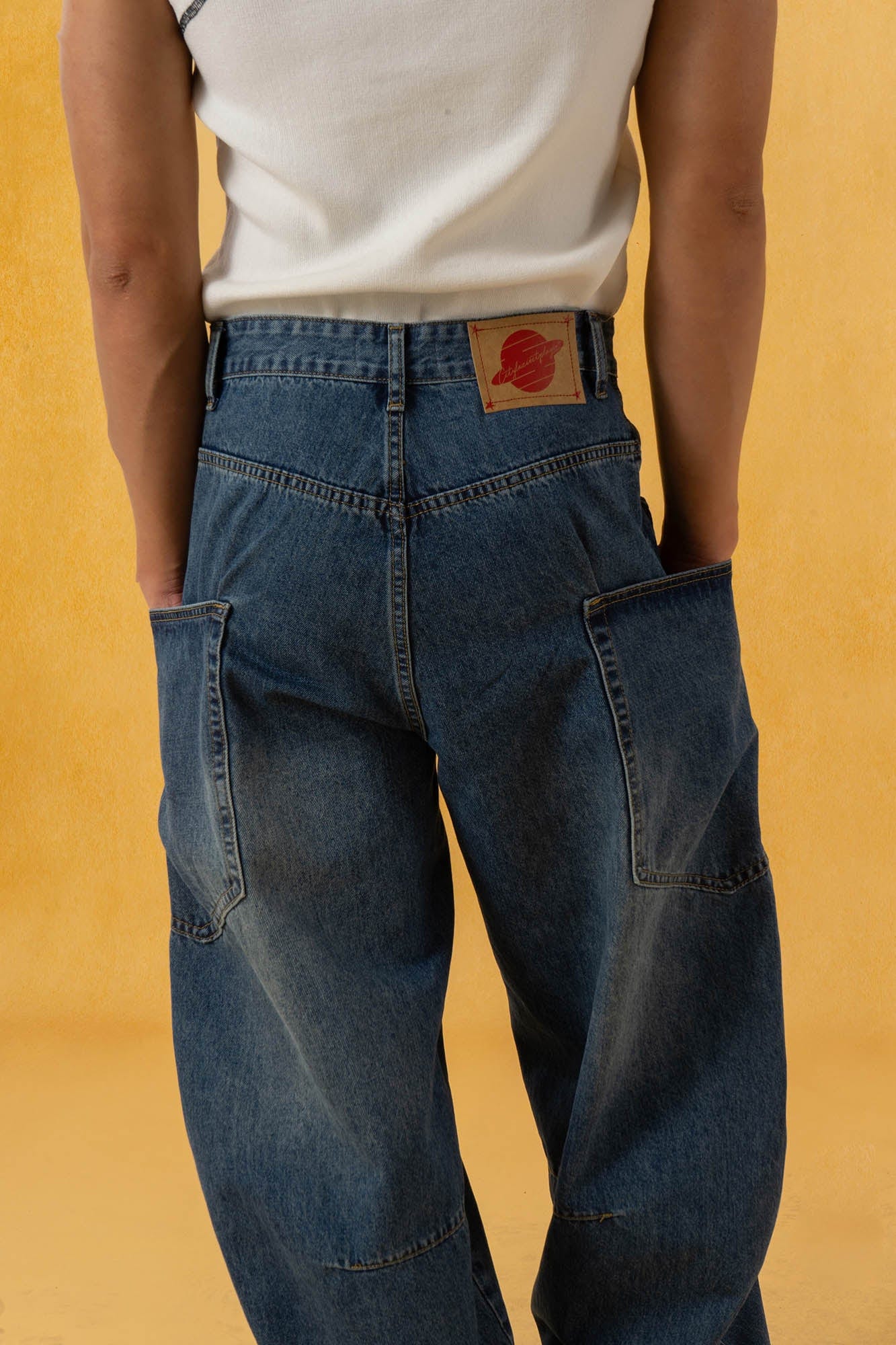 CLP Spliced Big-Pocket Curved Jeans, premium urban and streetwear designers apparel on PROJECTISR.com, CLP