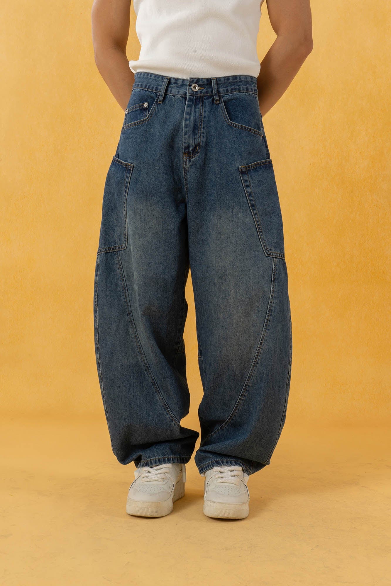 CLP Spliced Big-Pocket Curved Jeans, premium urban and streetwear designers apparel on PROJECTISR.com, CLP