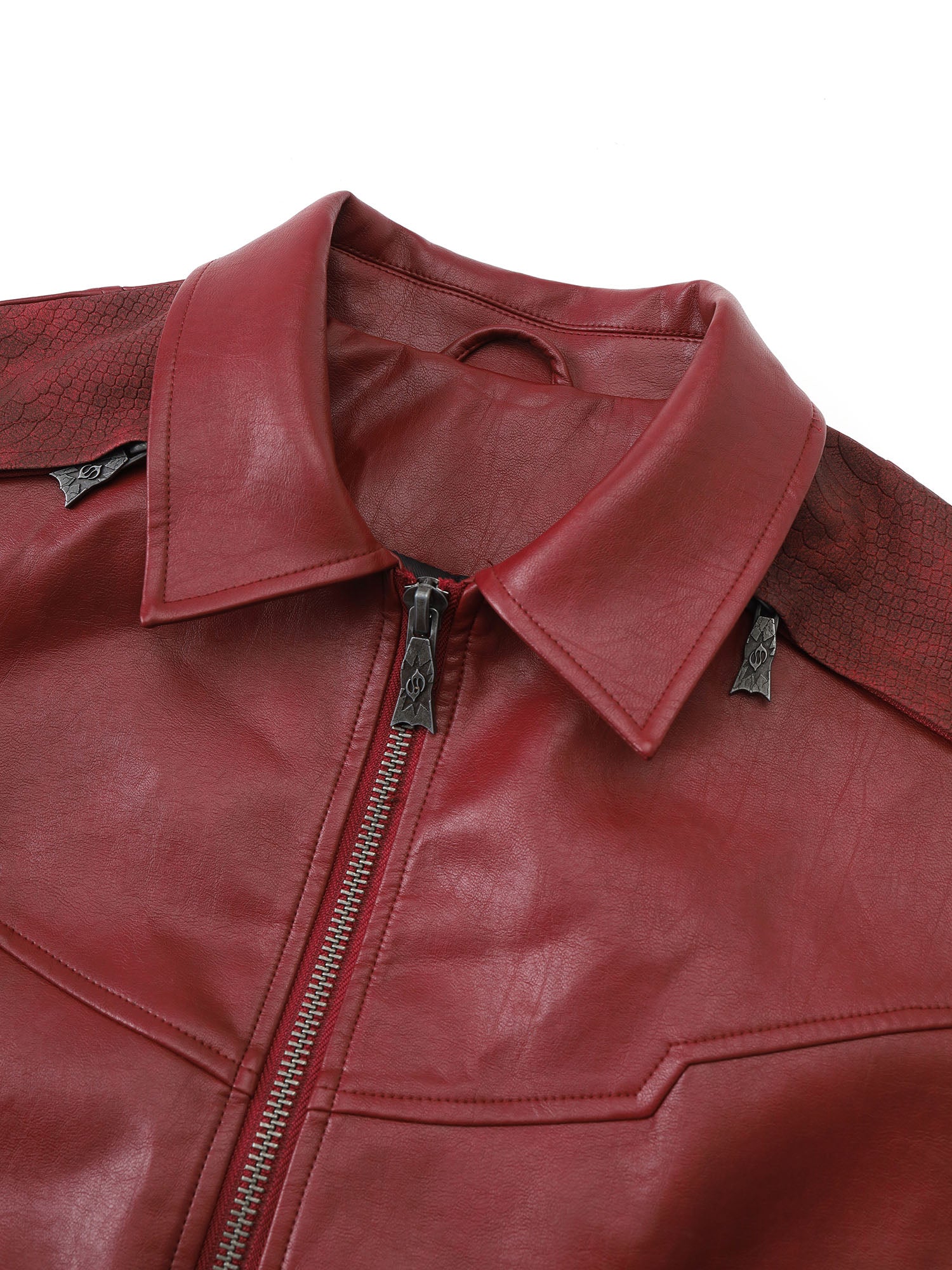 FLYERRER Classic Panel PU Jacket Crimson