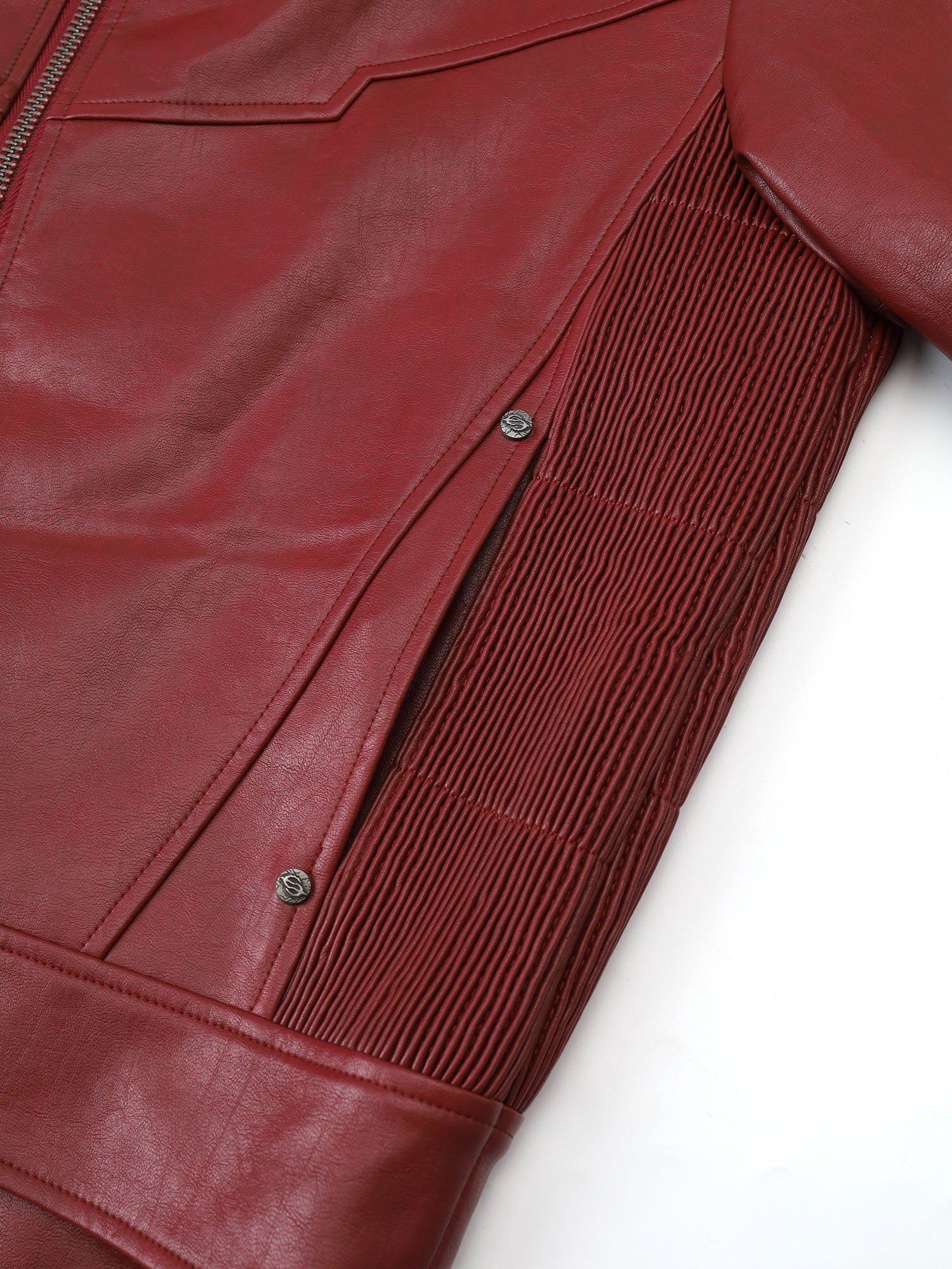 FLYERRER Classic Panel PU Jacket Crimson