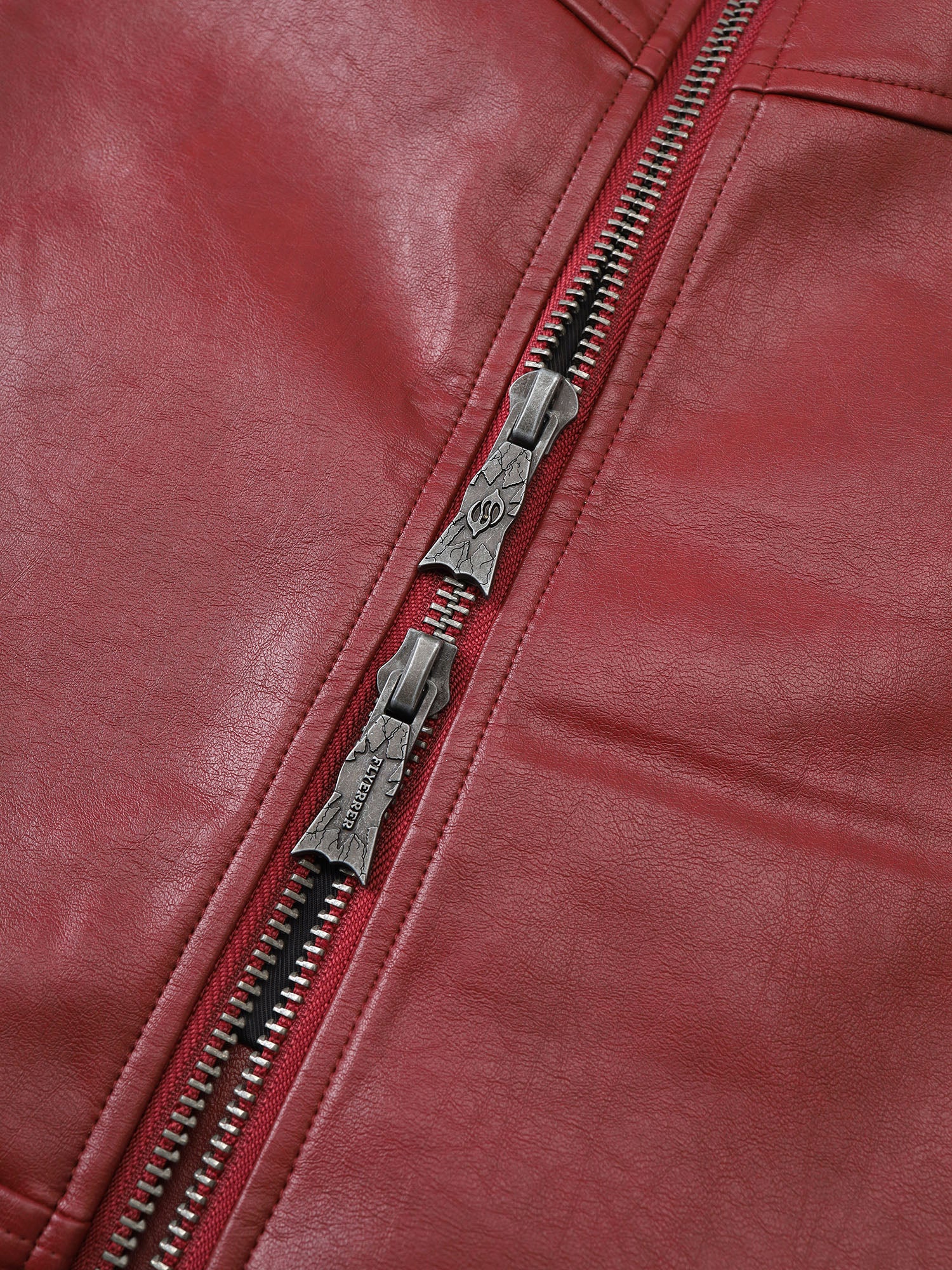 FLYERRER Classic Panel PU Jacket Crimson