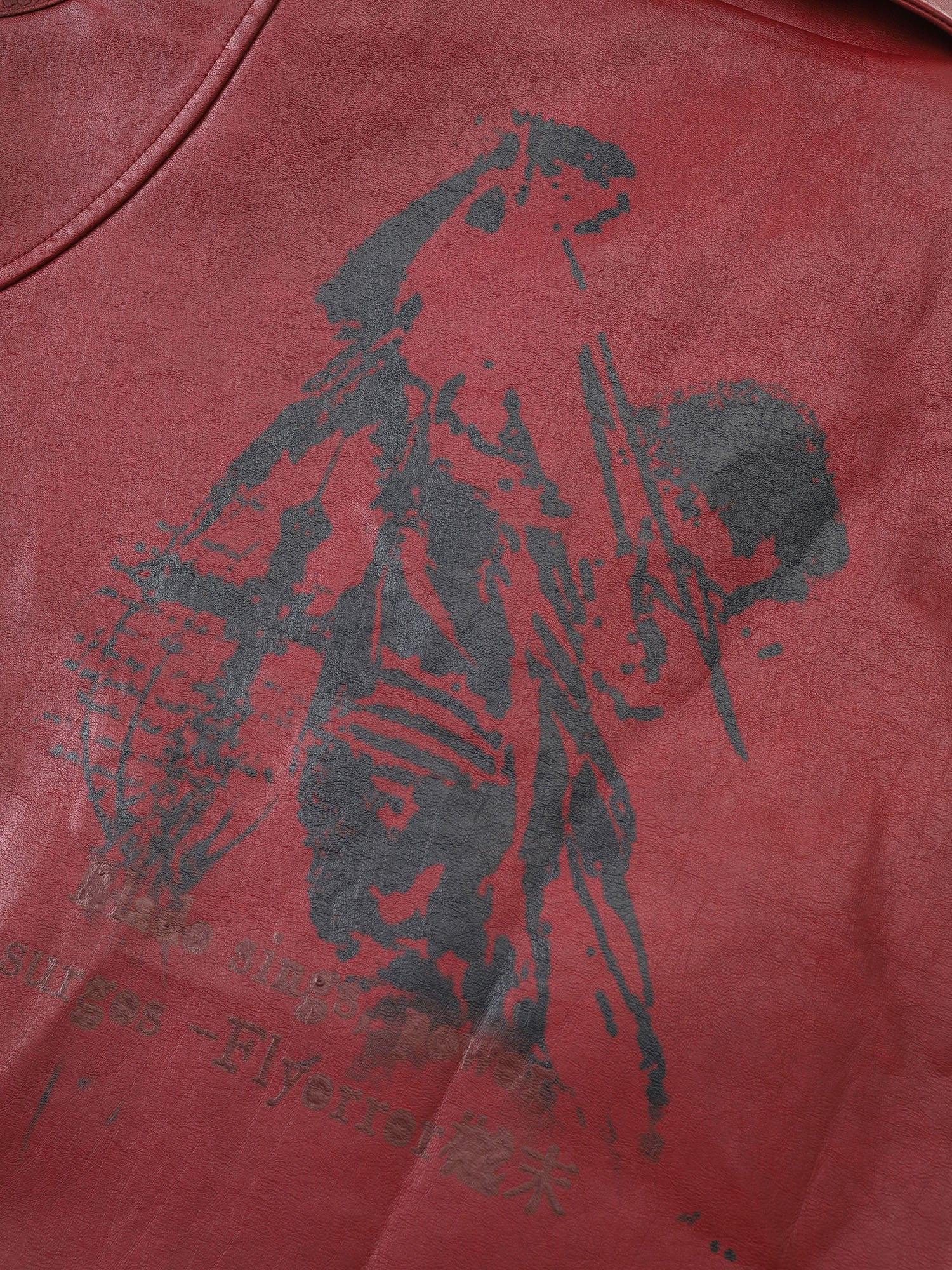 FLYERRER Classic Panel PU Jacket Crimson