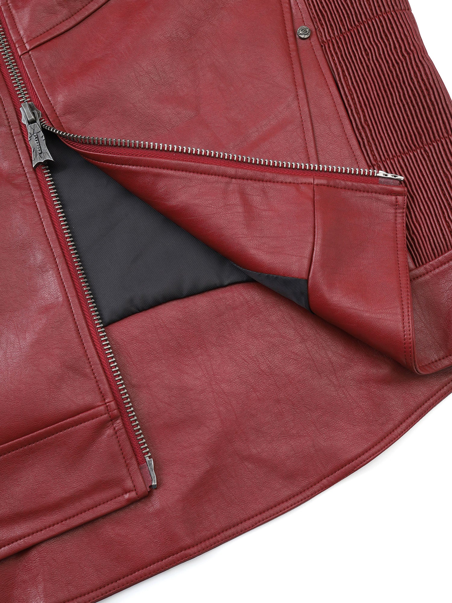 FLYERRER Classic Panel PU Jacket Crimson