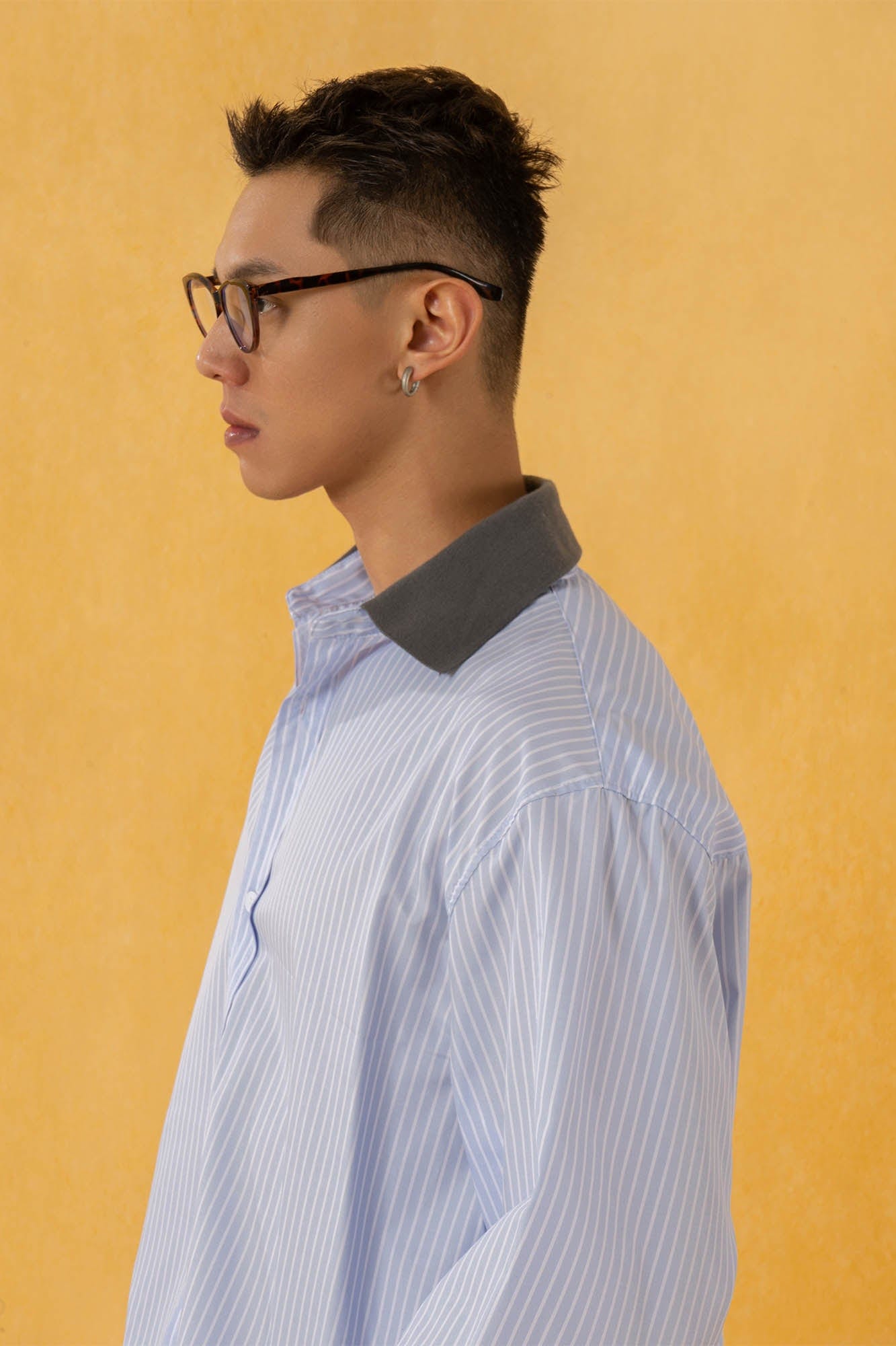 CLP Contrast Collar Striped Shirt, premium urban and streetwear designers apparel on PROJECTISR.com, CLP
