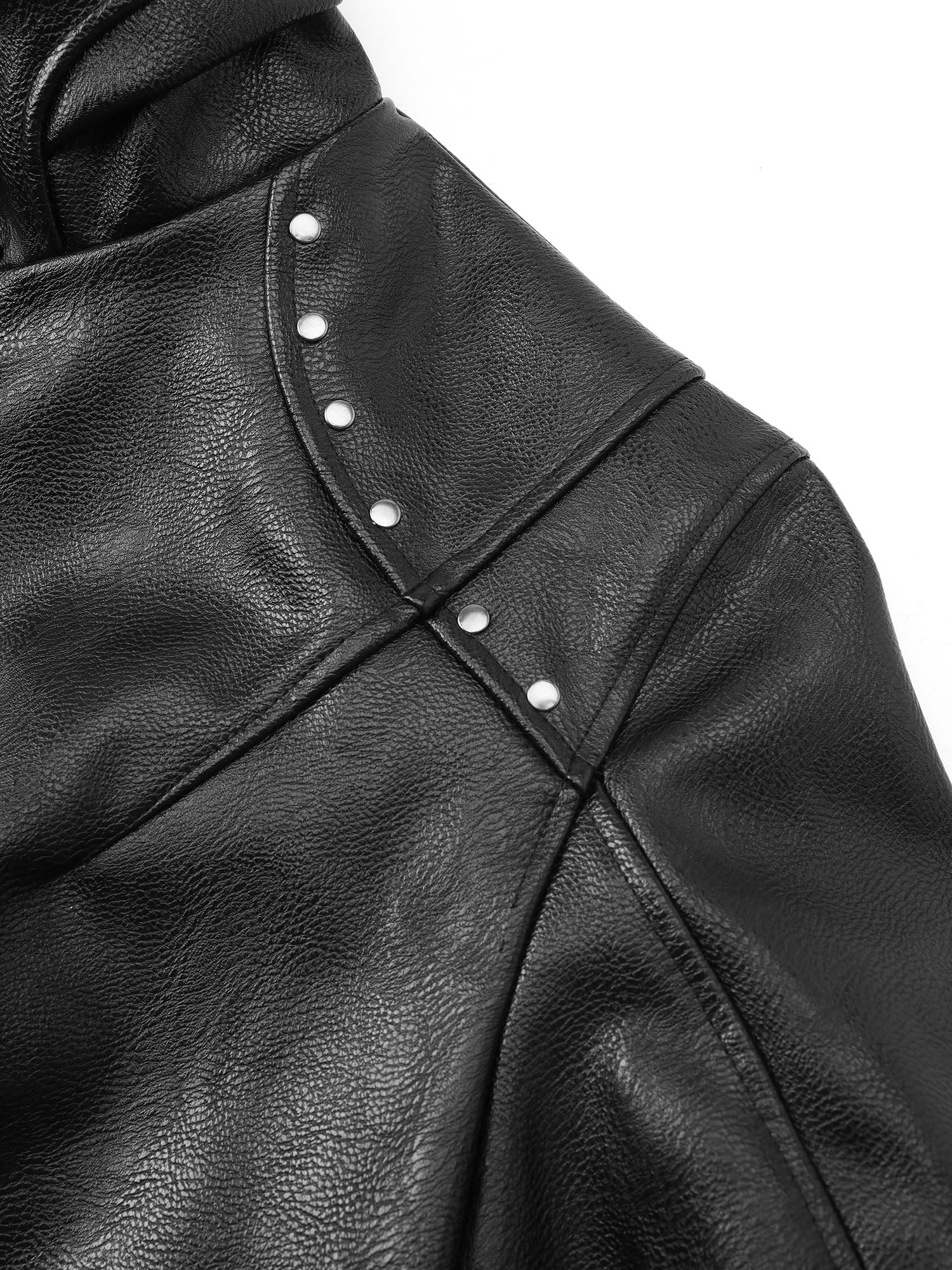FLYERRER Hook-Buckle Faux Leather Rivet Jacket