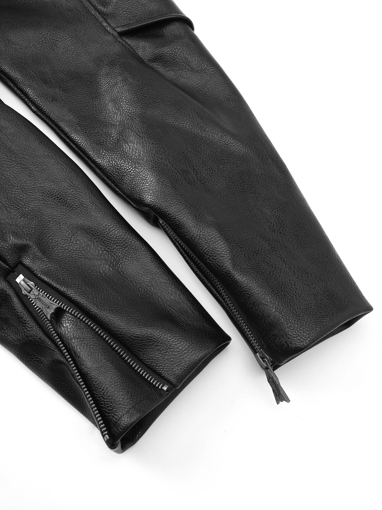 FLYERRER Hook-Buckle Faux Leather Rivet Jacket